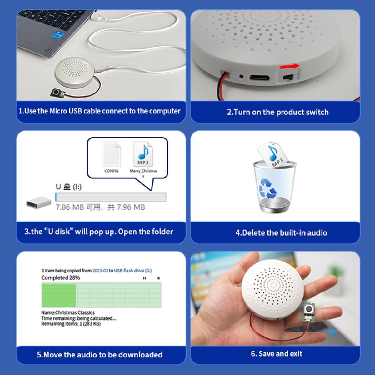 Módulo de Sonido USB JRGKJCP 8MB Grabación Portátil