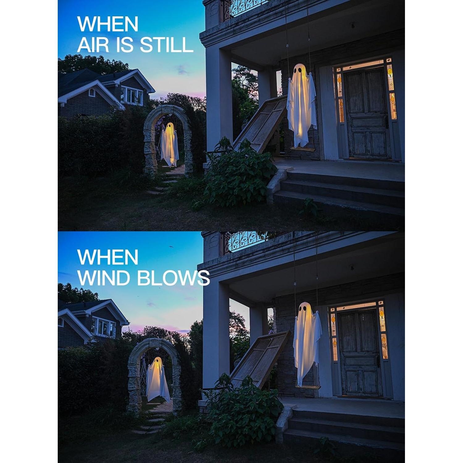 Fantasma Colgante Grande LinkCute 1.52m con Luces LED para Halloween