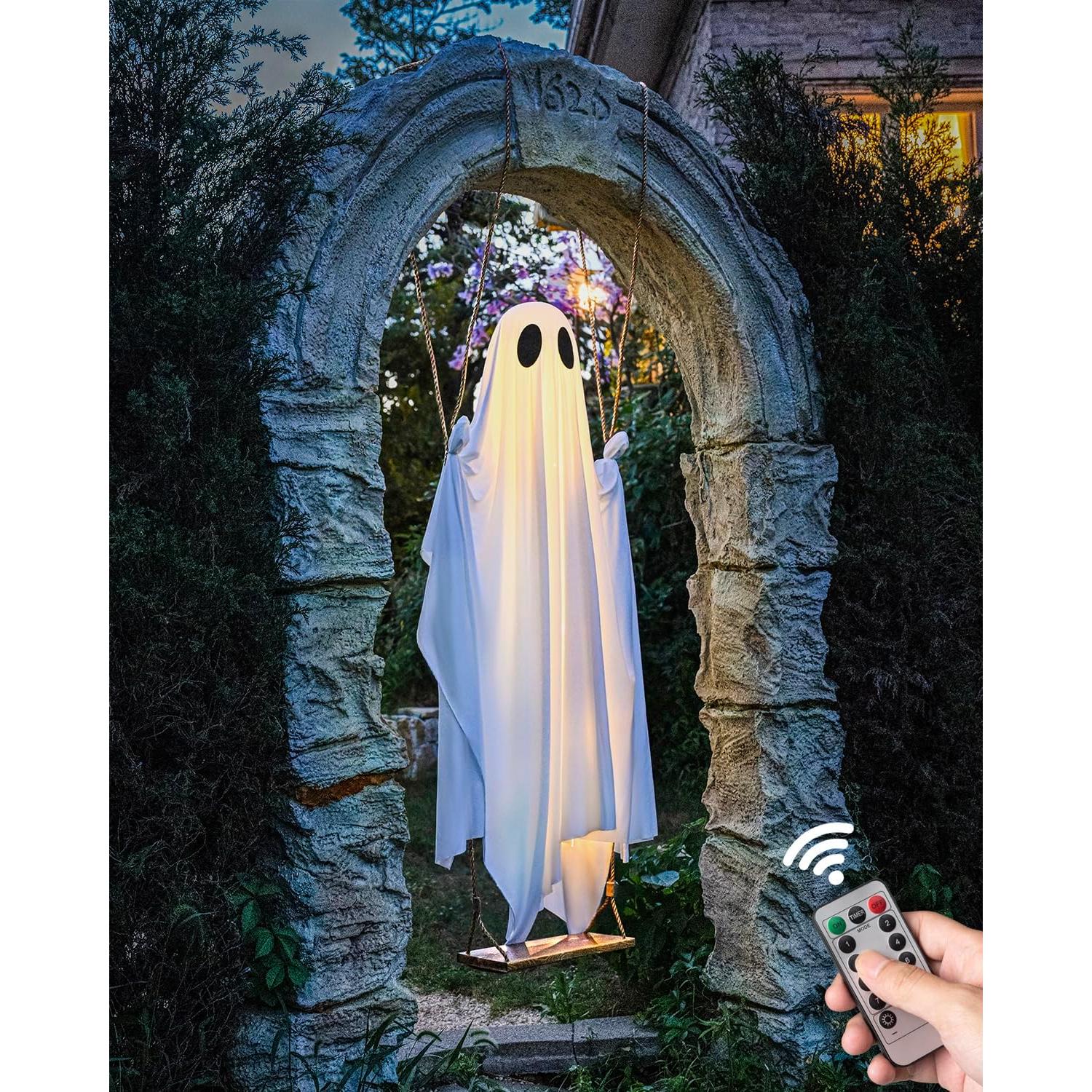 Fantasma Colgante Grande LinkCute 1.52m con Luces LED para Halloween