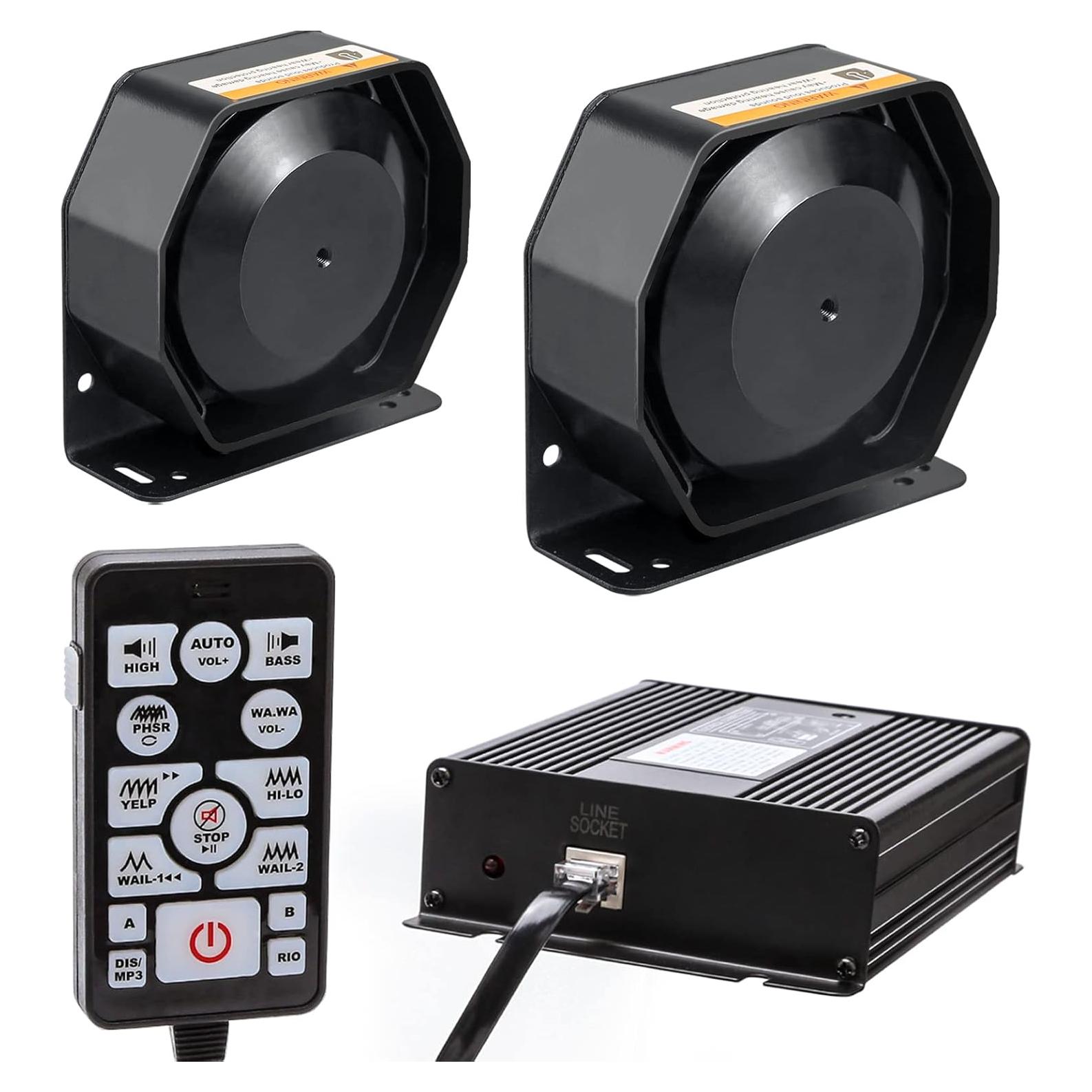 Sistema de Sirena PA BooYu 12V 400W 37 Tonos para Vehículos