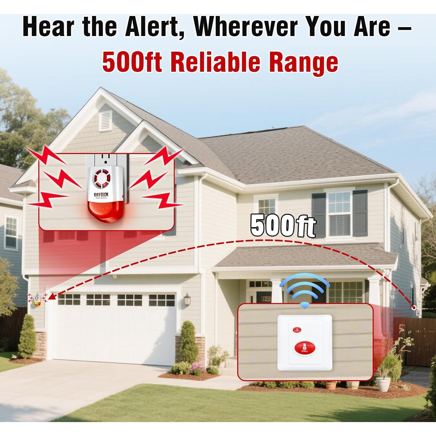Sistema de Alarma Inalámbrico Daytech con Sirena 120dB y 4 Botones