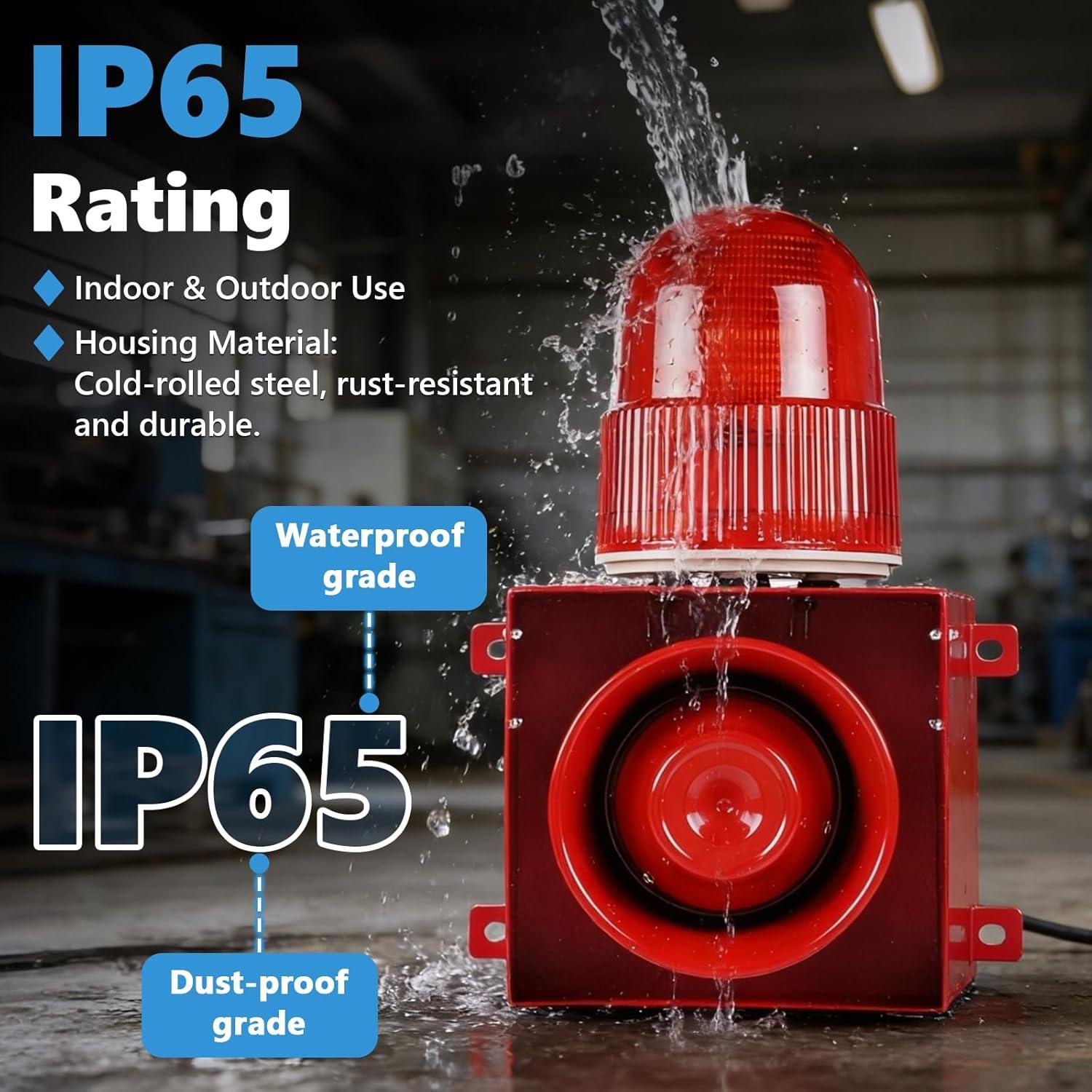 Alarma Sirena Industrial Saladulce 120dB IP65 con Luz Estroboscópica