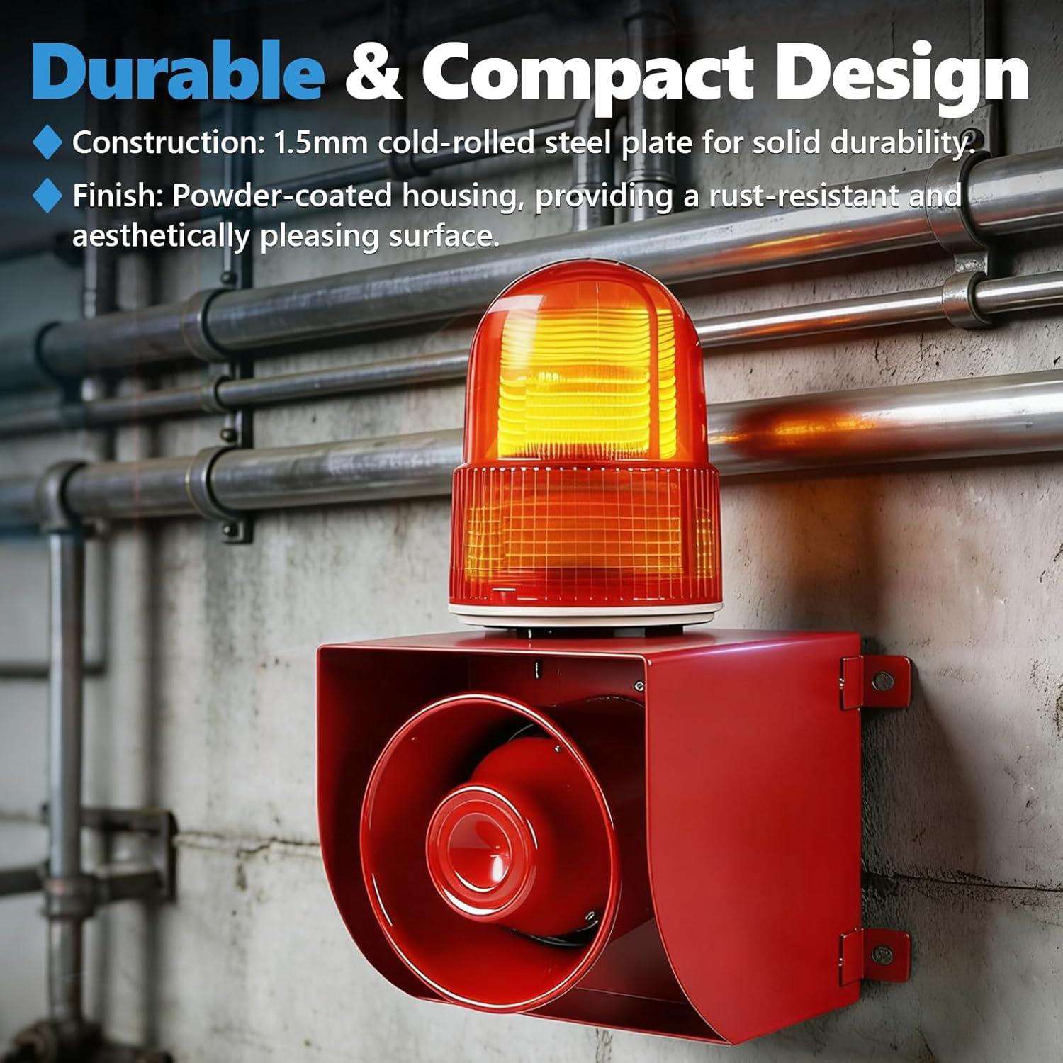 Alarma Sirena Industrial Saladulce 120dB IP65 con Luz Estroboscópica