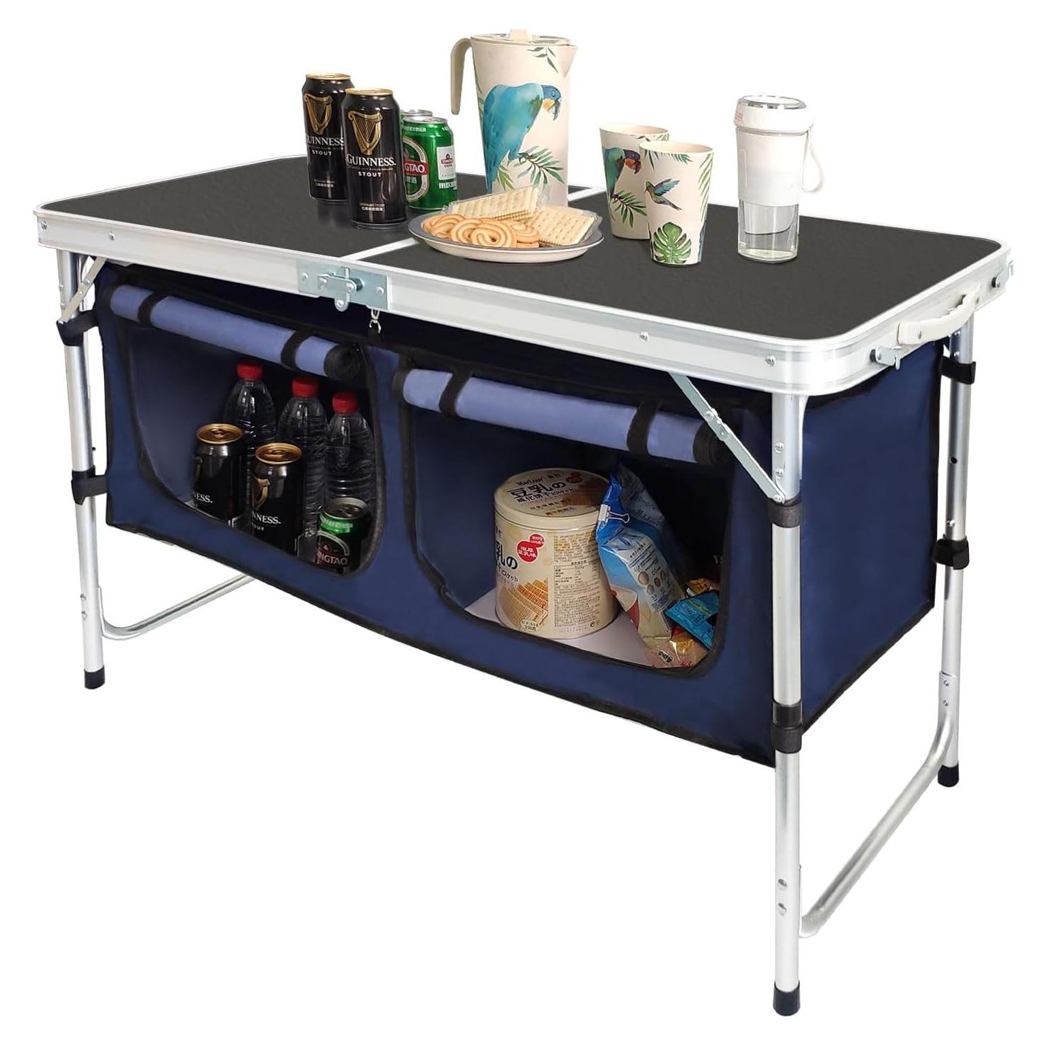 Mesa Plegable CampLand 120x47 cm Ajustable para Camping