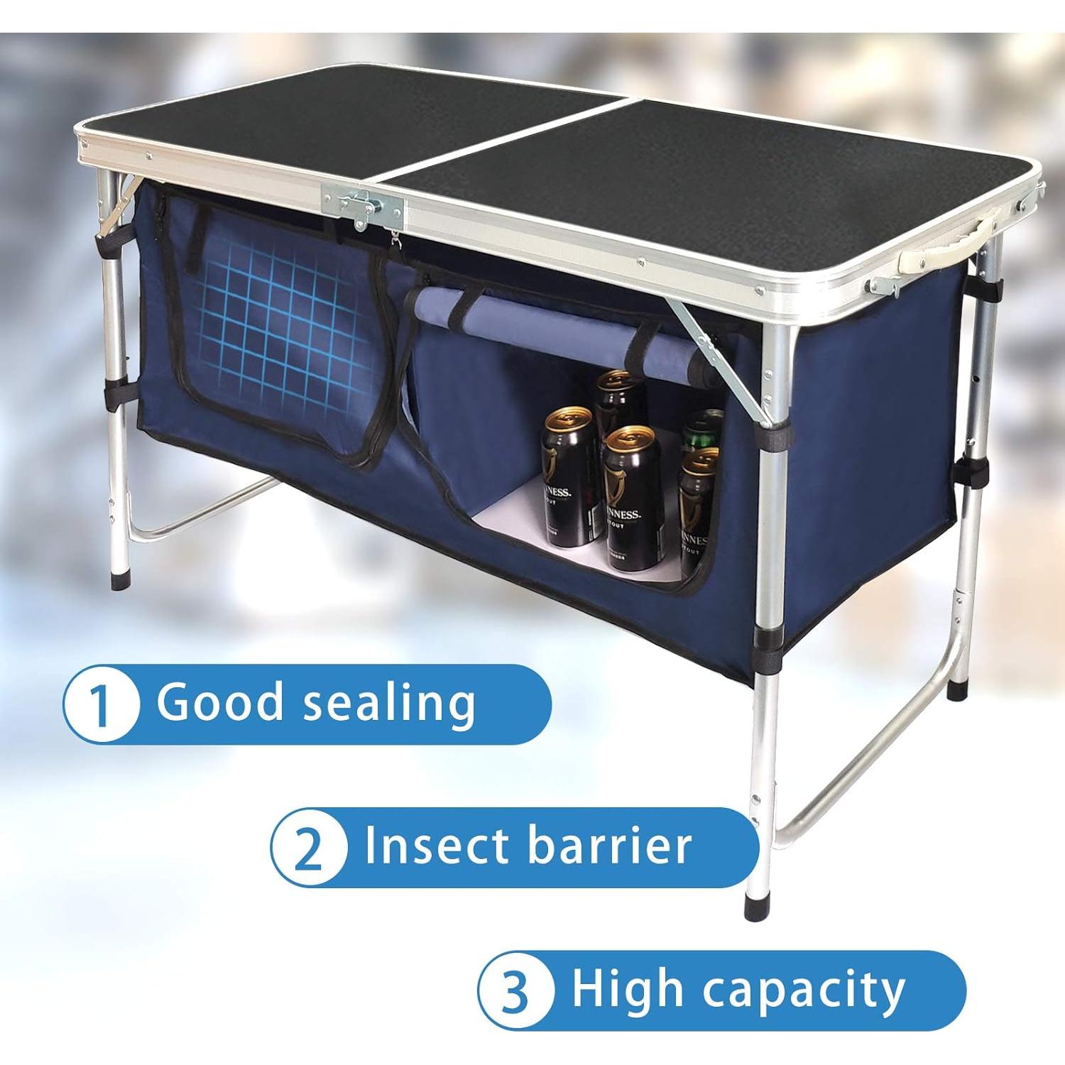 Mesa Plegable CampLand 120x47 cm Ajustable para Camping