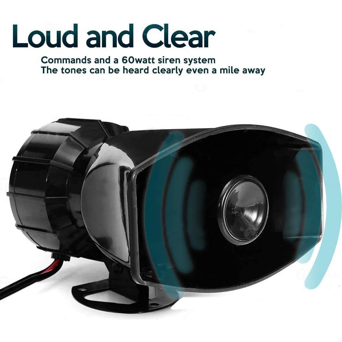 Sirena de Coche Zone Tech 5 Tonos 60W con Micrófono PA