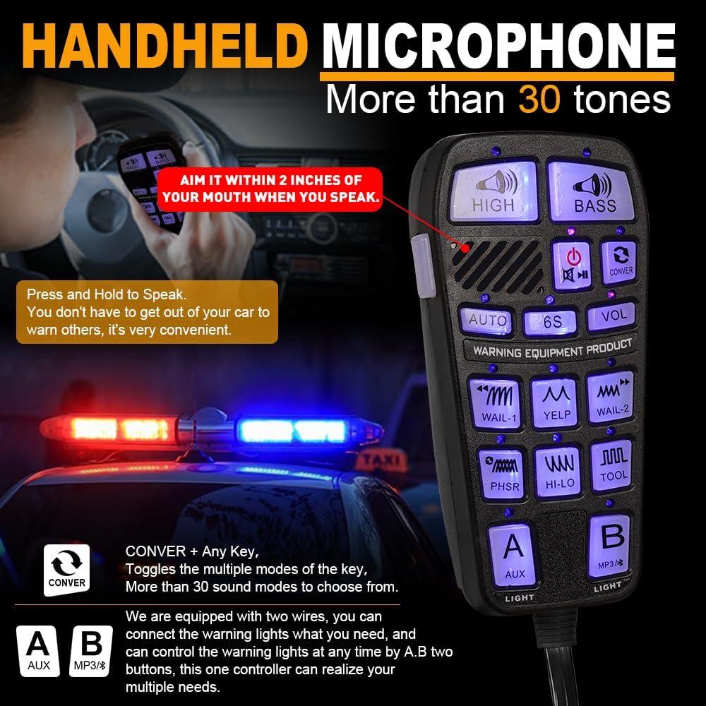 Altavoz de Sirena Policial 250W LRTER JBQ PLATA con 30 Tonos