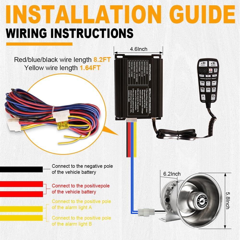 Altavoz de Sirena Policial 250W LRTER JBQ PLATA con 30 Tonos