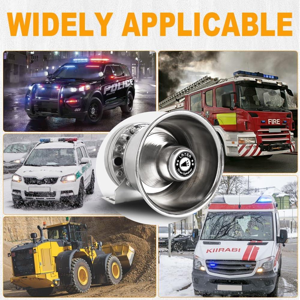 Altavoz de Sirena Policial 250W LRTER JBQ PLATA con 30 Tonos