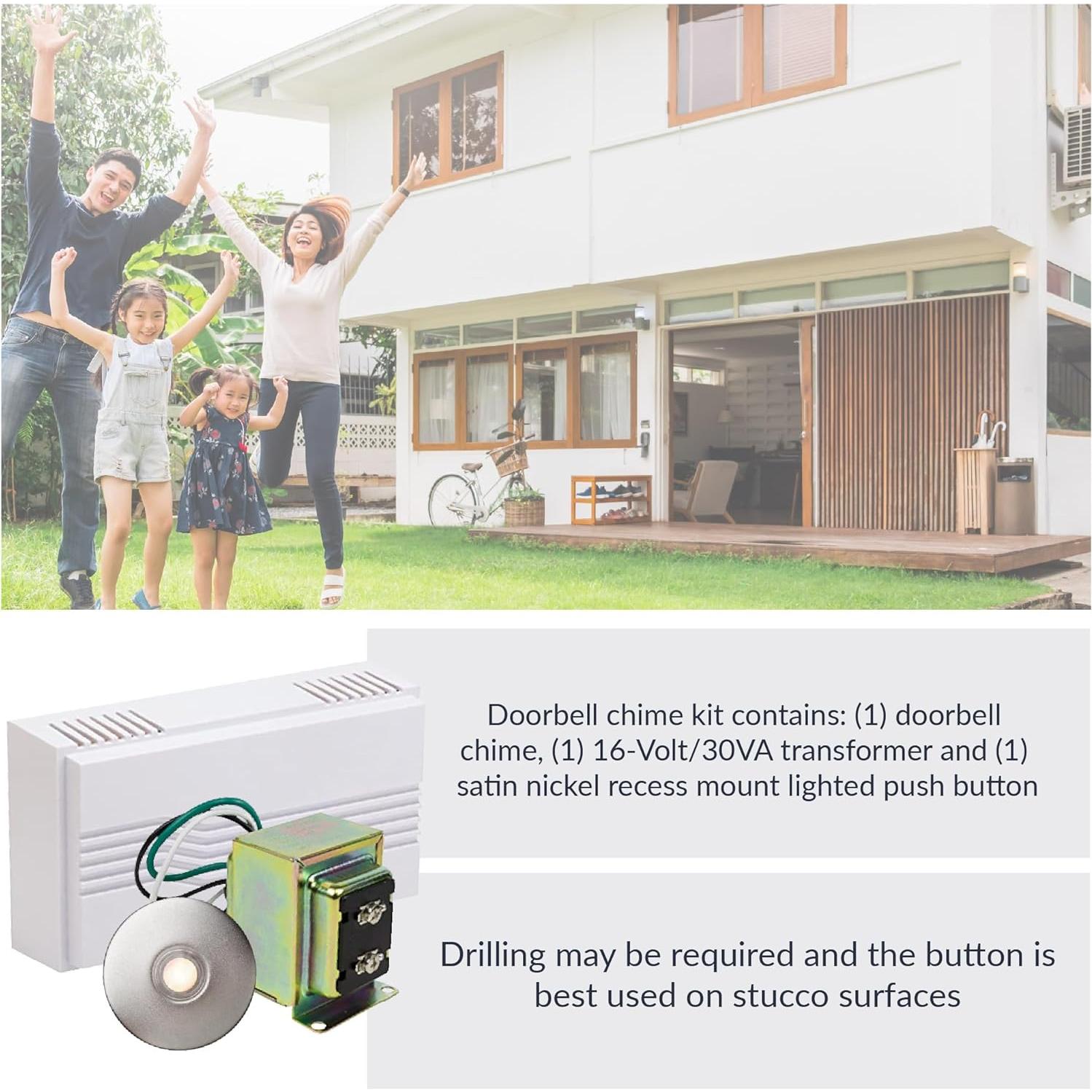 Kit Timbre Cableado Newhouse Hardware CKIT7 con Transformador 16V