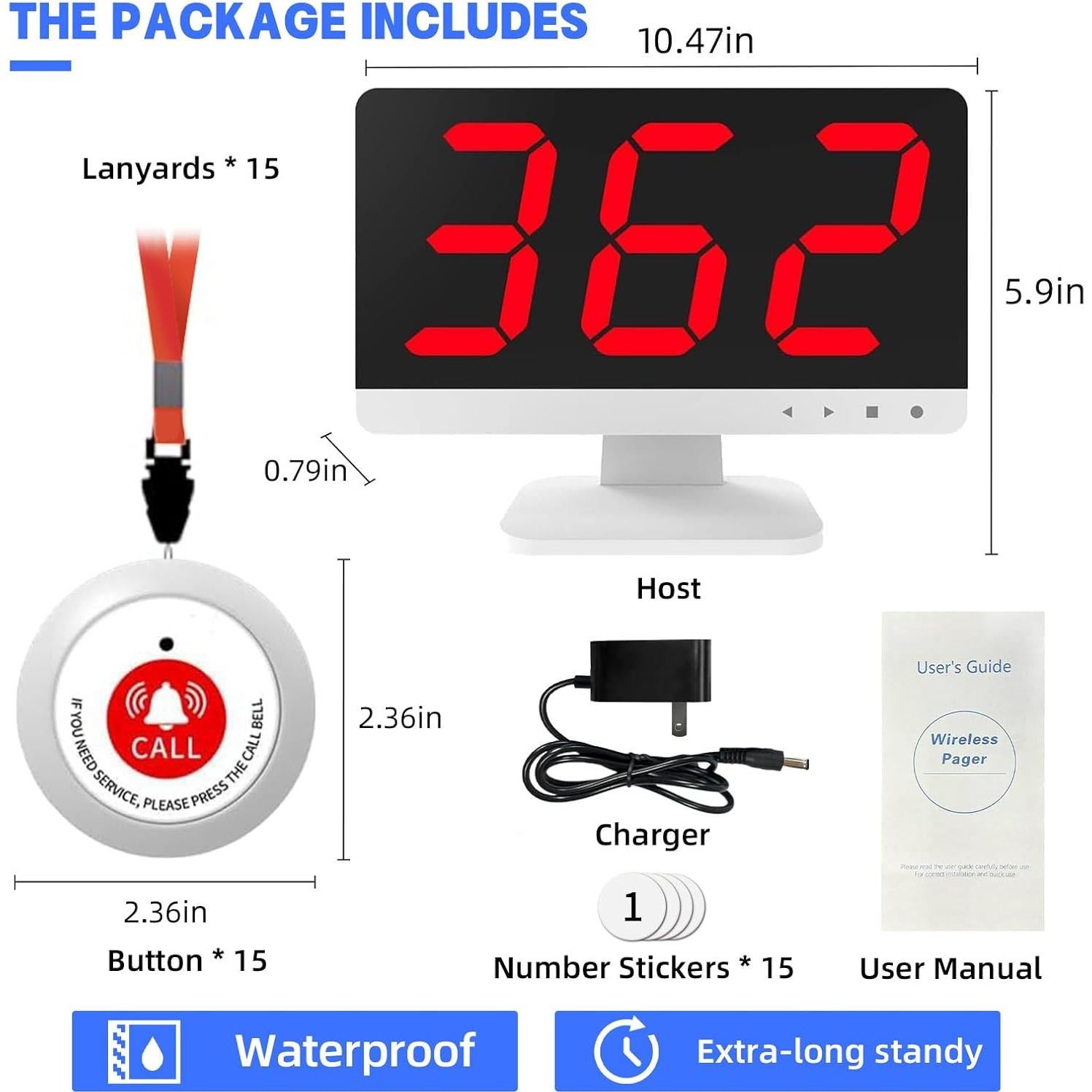 Sistema de Llamada Inalámbrico SavvyMate con 15 Botones de Alerta