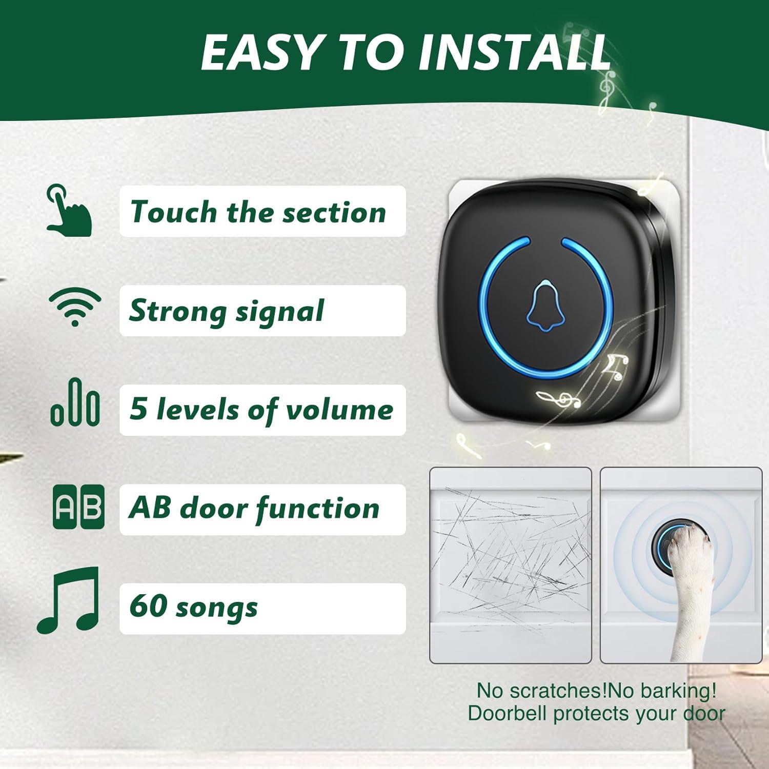 Timbre Inalámbrico para Perros Yoiilifee DB-001 IP65 60 Tonos