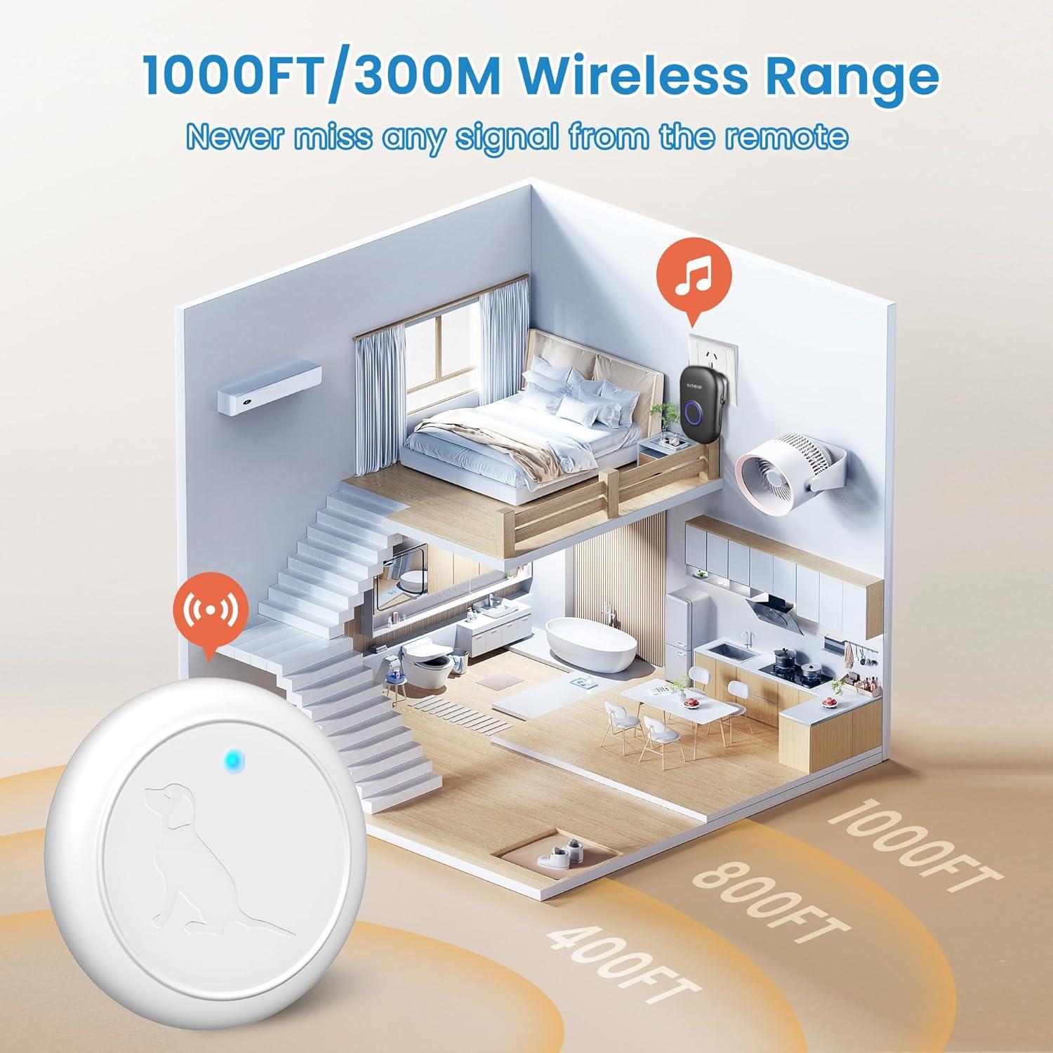 Timbre Inalámbrico para Perros HATHEVER PB-11C IP65 32 Melodías