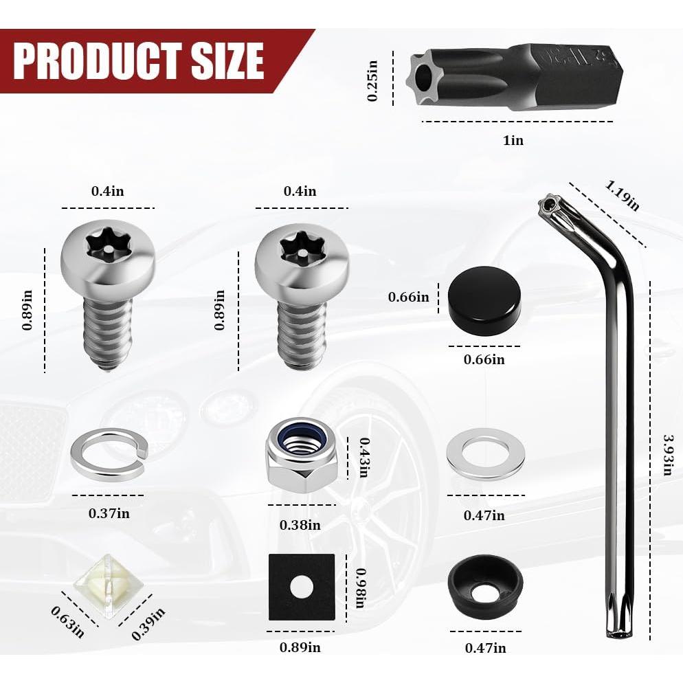Kit de Tornillos Antirrobo para Placa de Matrícula M6 Lyxheth