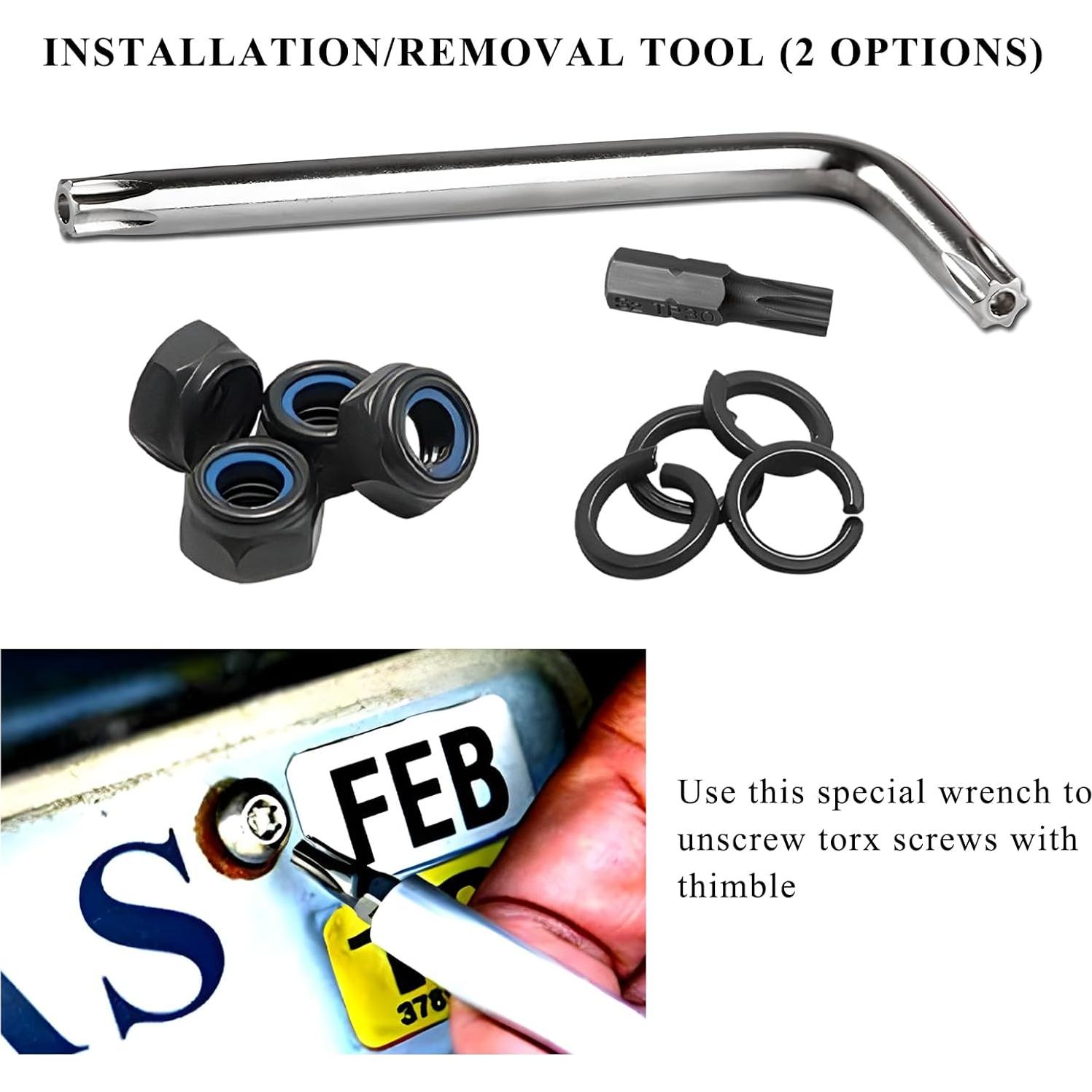 Tornillos Antirrobo para Placas de Licencia ZNDAW Hexagonal Negro