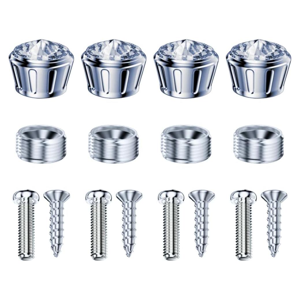 Tapa de Tornillo de Matrícula Moioee 4PCS Antirrobo Blanco