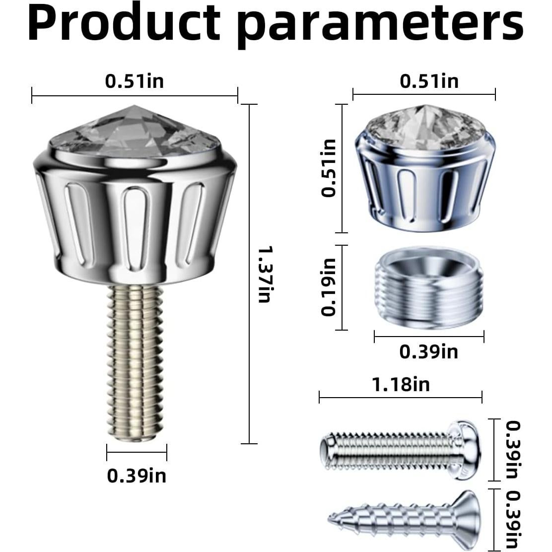 Tapa de Tornillo de Matrícula Moioee 4PCS Antirrobo Blanco