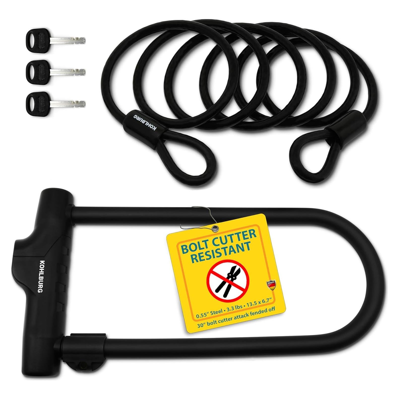 Candado U KOHLBURG 34.3 cm Seguridad 15/15 con Cable 1.7 m