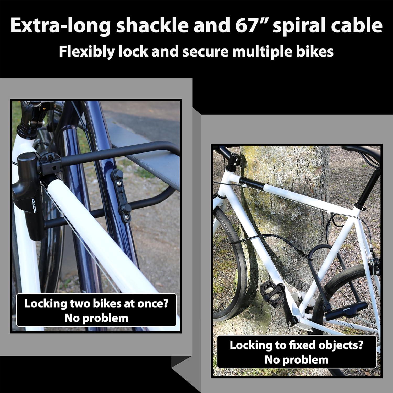 Candado U KOHLBURG 34.3 cm Seguridad 15/15 con Cable 1.7 m