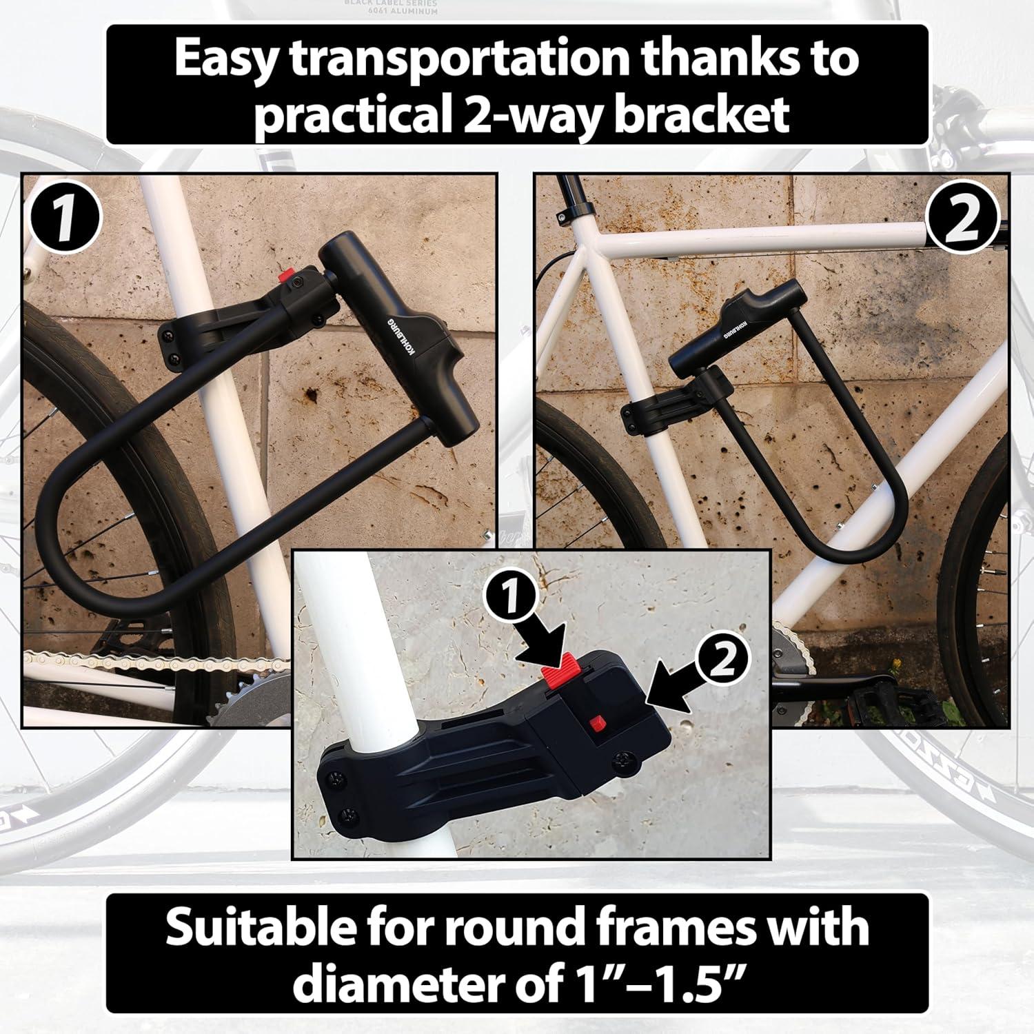 Candado U KOHLBURG 34.3 cm Seguridad 15/15 con Cable 1.7 m