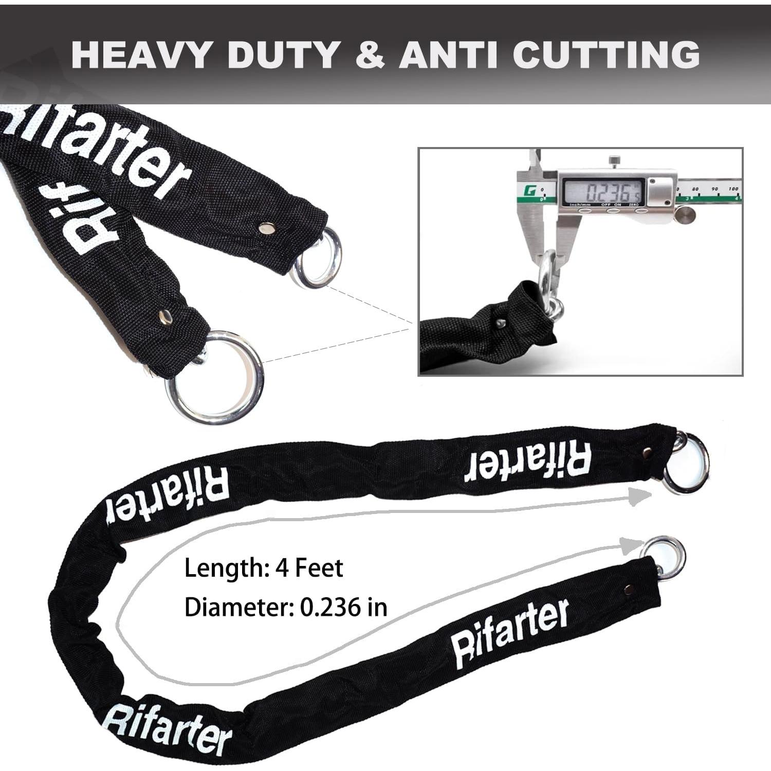 Candado en U Antirrobo Rifarter 18mm con Cadena 120cm