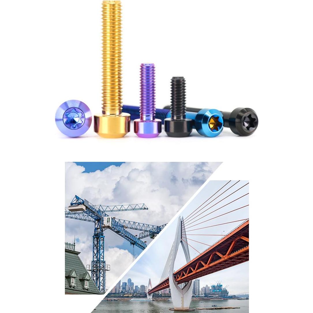 5 Tornillos Antirrobo de Titanio TC4 M8x25mm Azul