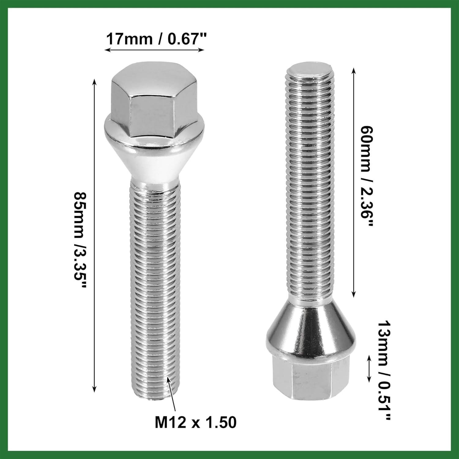 Juego de Pernos de Rueda Motoforti M12 x 1.5 Cromo 8 Piezas