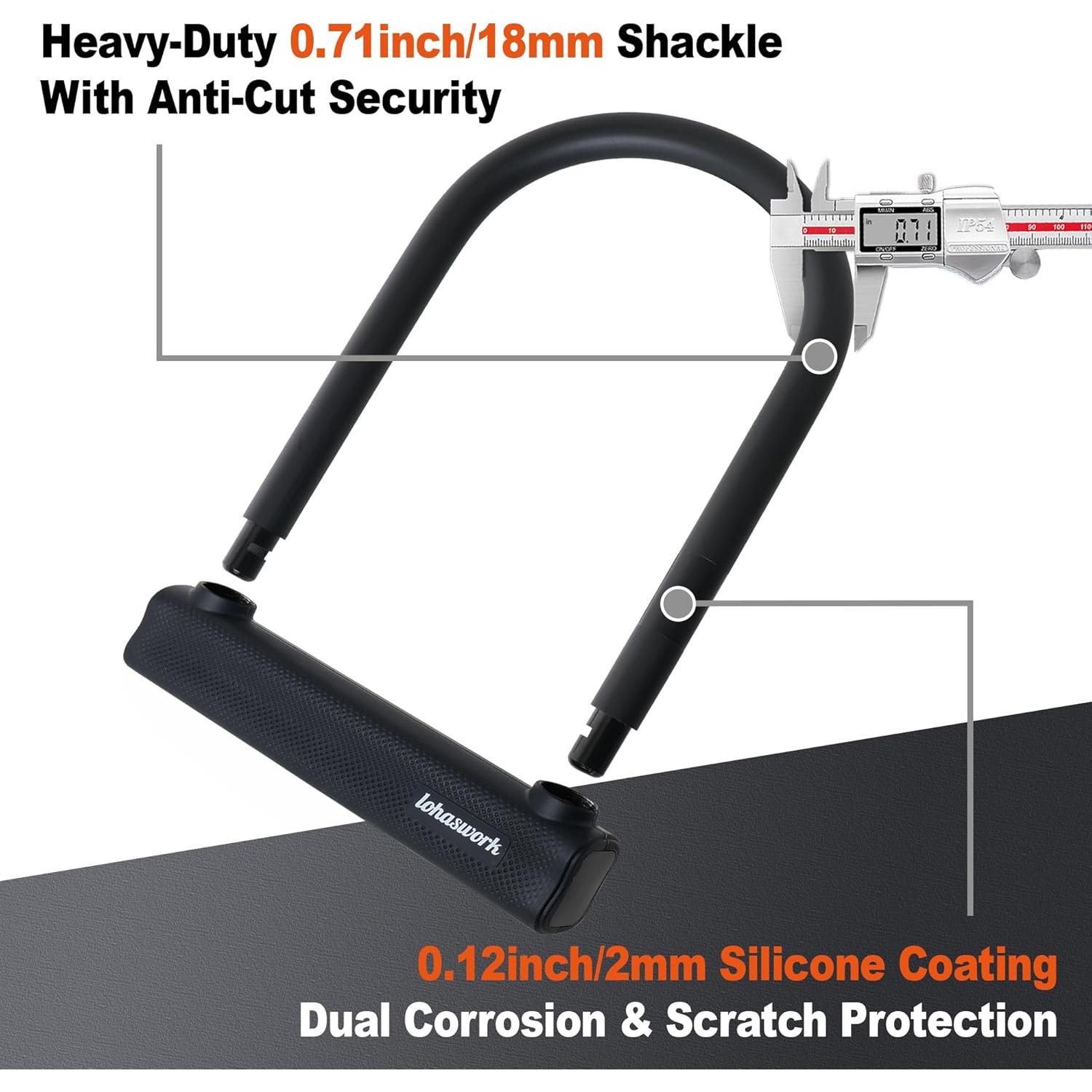 Candado U Antirrobo LOHASWORK con Cable de Seguridad 1.83m