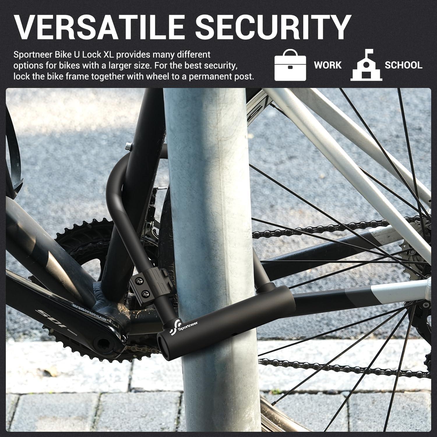 Candado U Sportneer para Bicicleta con Cable de 1.8m - 18mm