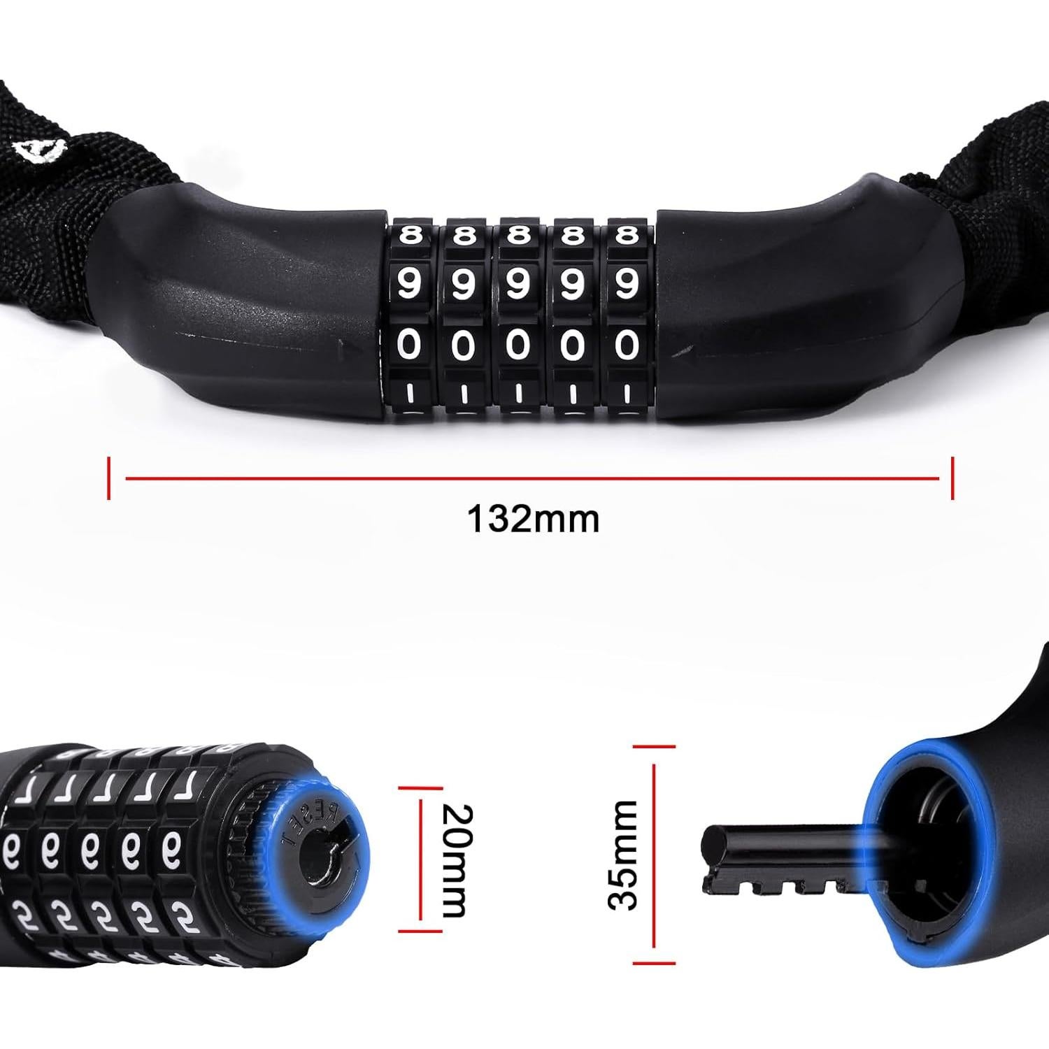 Candado de Cadena para Bicicleta MEETLOCKS 0.97m Alta Seguridad