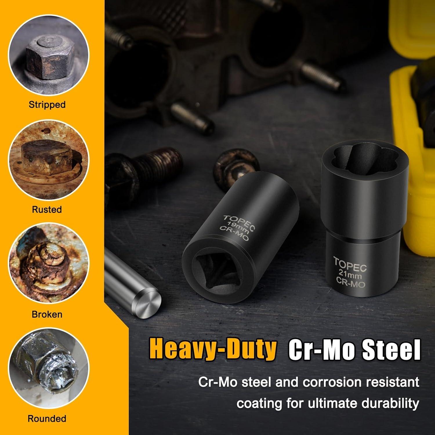 Kit de Extracción de Tuercas Topec 6PCS 17-22mm Acero