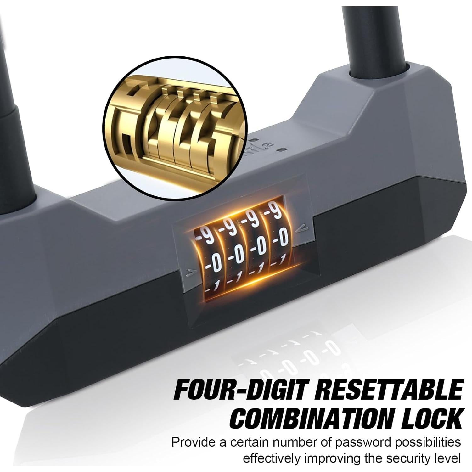 Candado en U LOHASWORK para Bicicleta 4 Dígitos Antirrobo