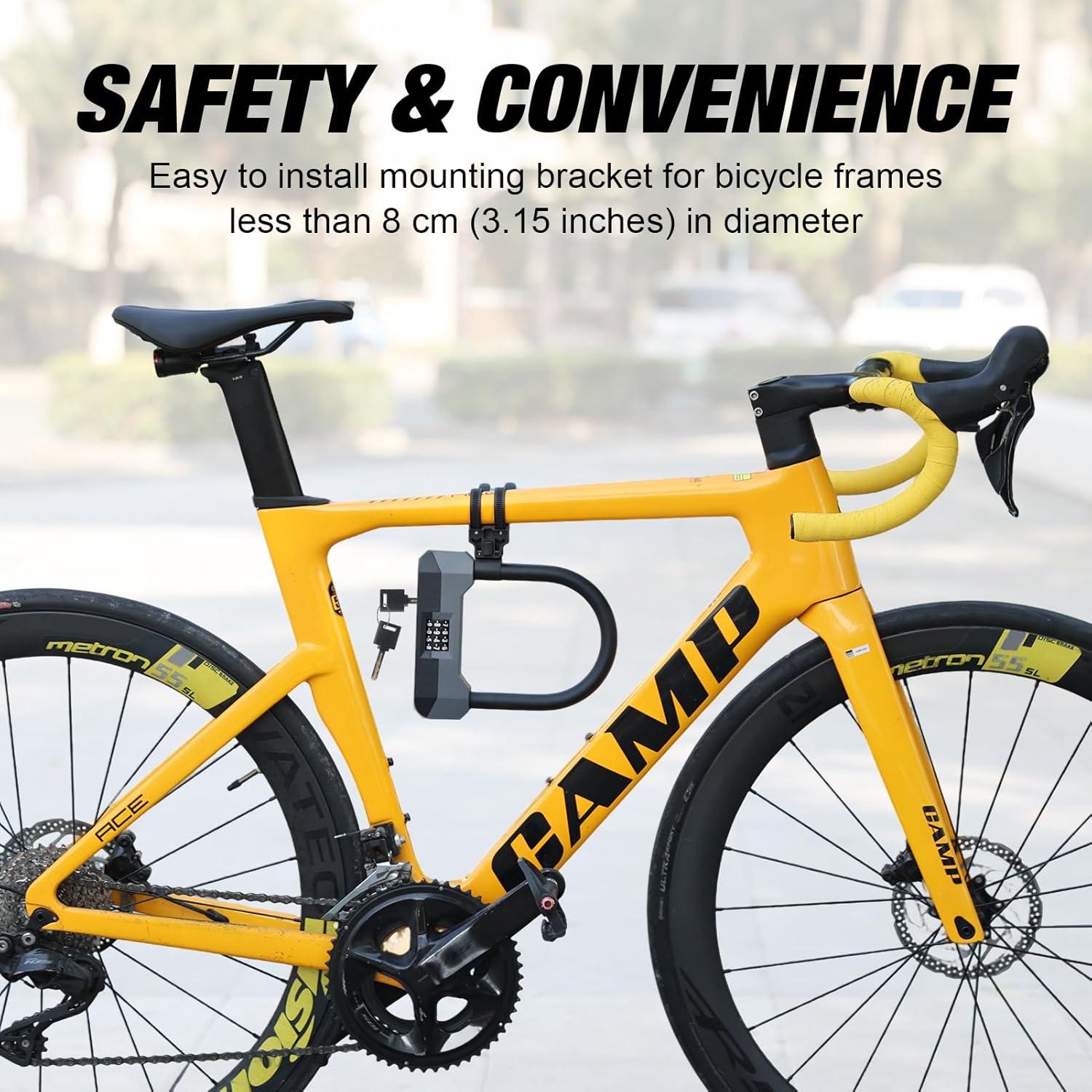 Candado en U LOHASWORK para Bicicleta 4 Dígitos Antirrobo