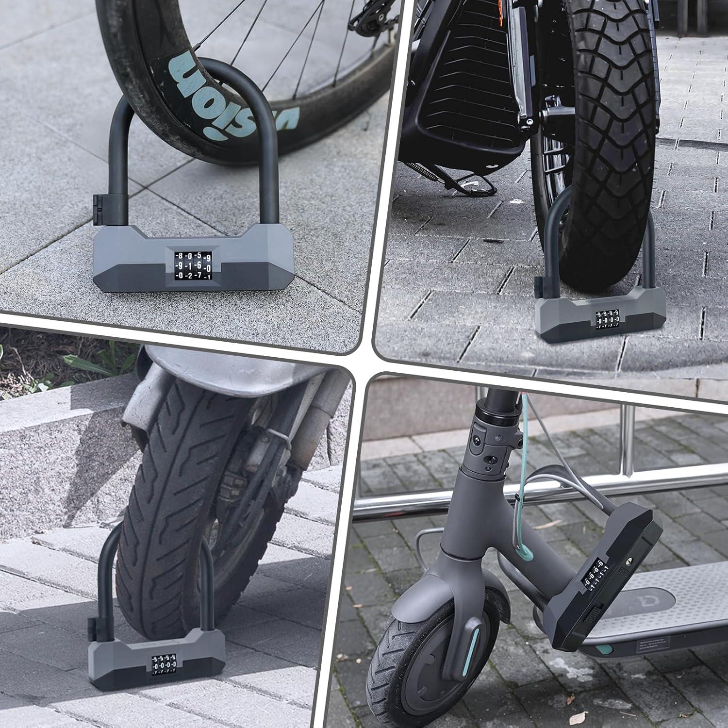 Candado en U LOHASWORK para Bicicleta 4 Dígitos Antirrobo