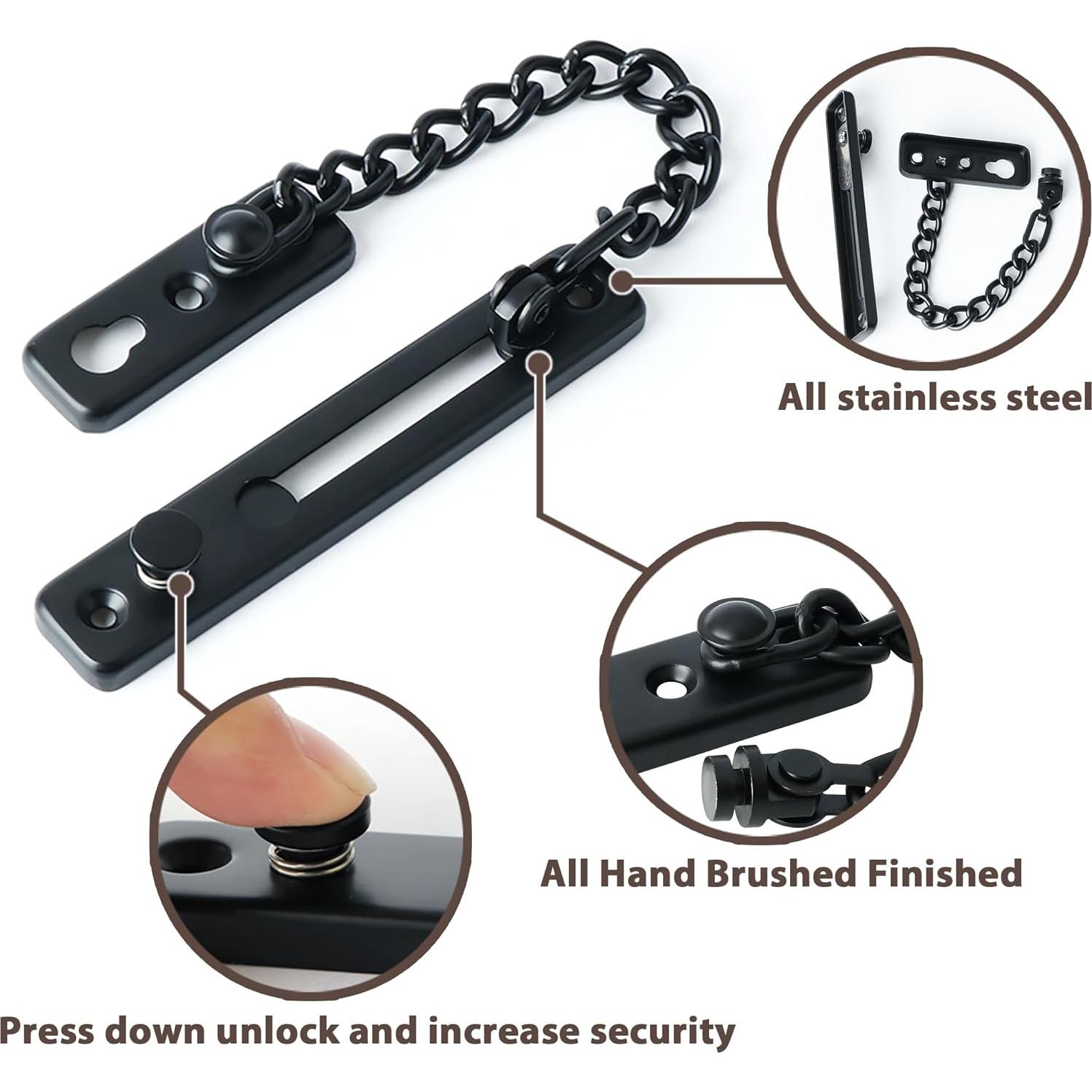 Cerradura de Cadena de Puerta Alise FD9000-B Acero Inoxidable Negro Mate