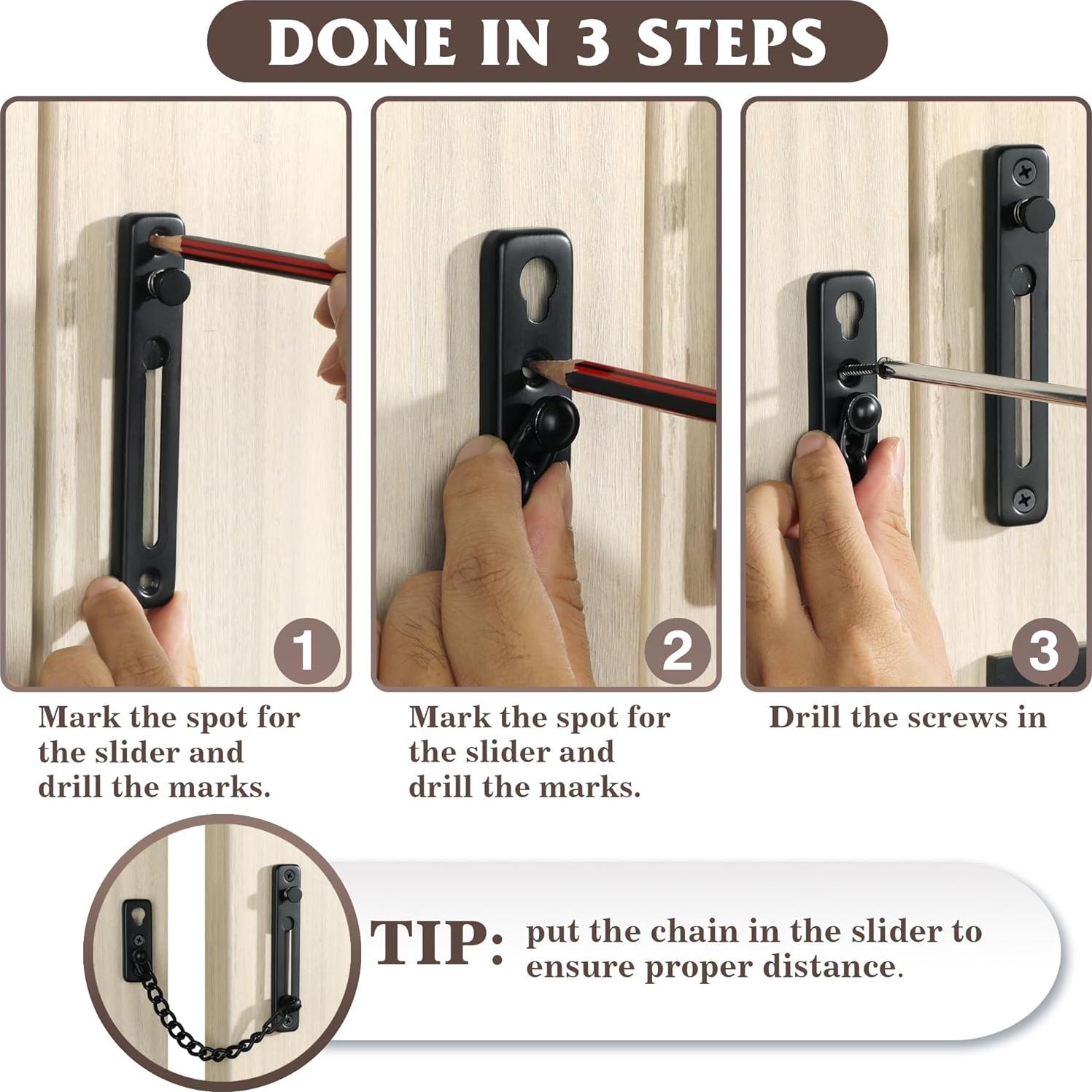 Cerradura de Cadena de Puerta Alise FD9000-B Acero Inoxidable Negro Mate