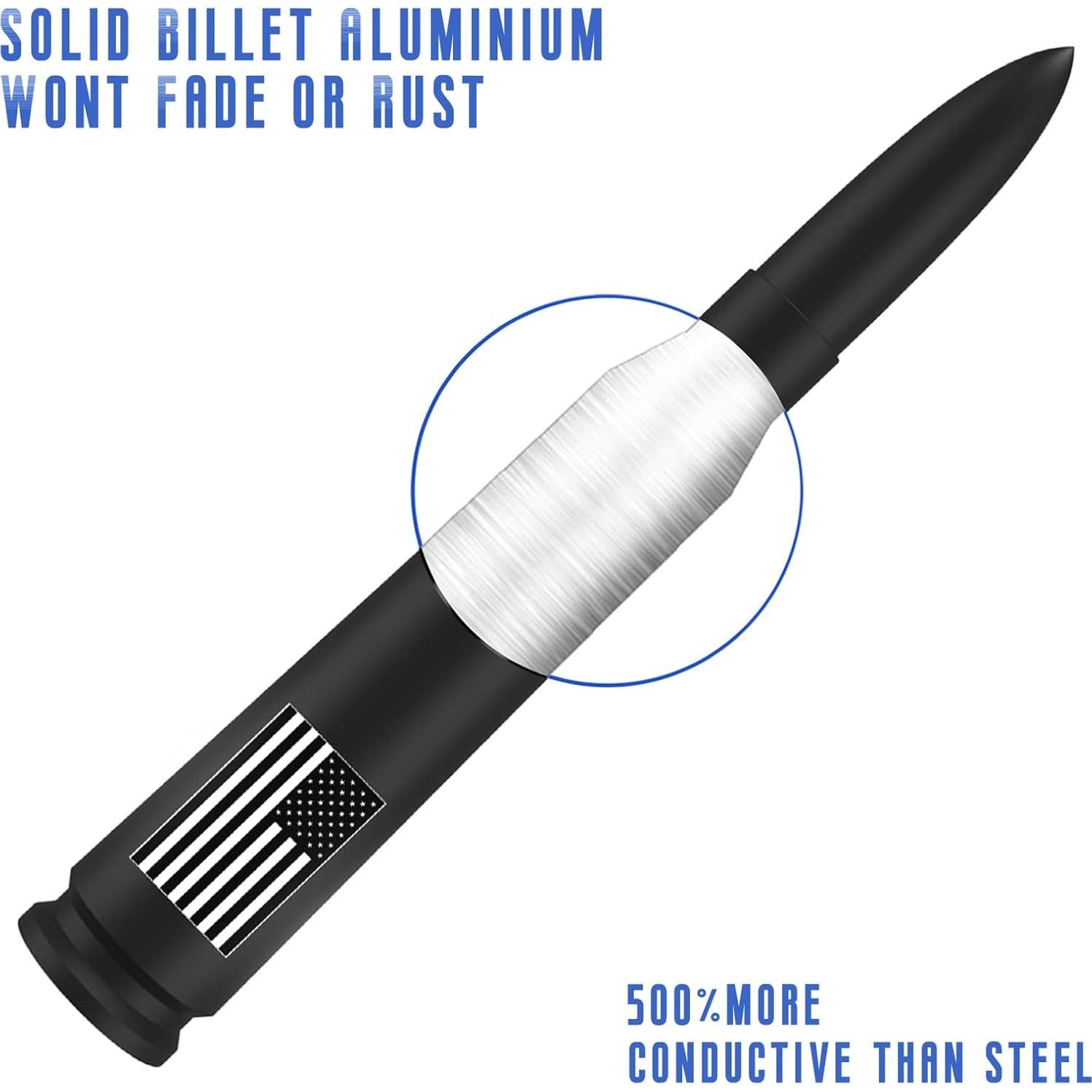 Antena de Bala Corta HVSTTPK 13.97 cm Antirrobo Bandera Americana