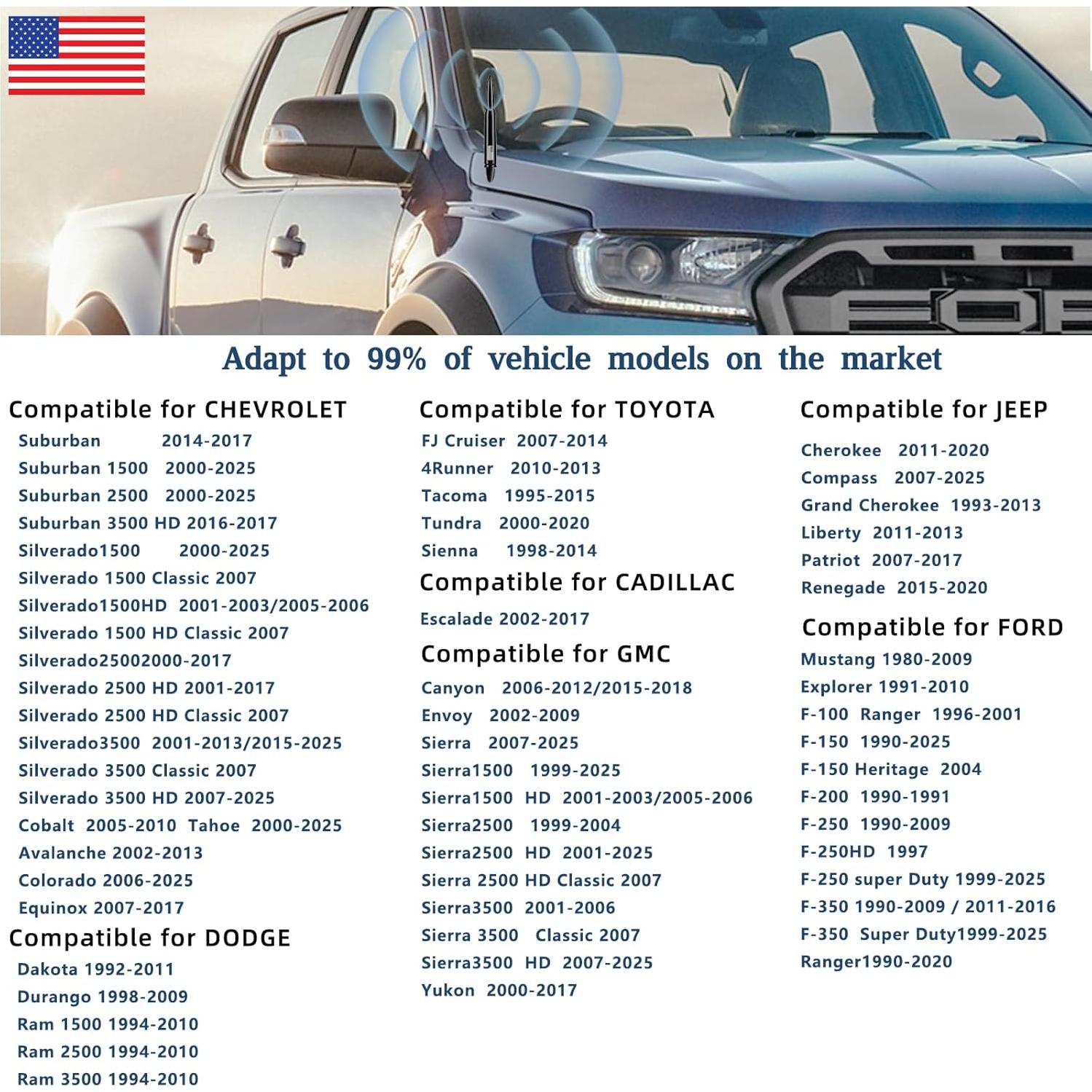 Antena de Bala Corta HVSTTPK 13.97 cm Antirrobo Bandera Americana