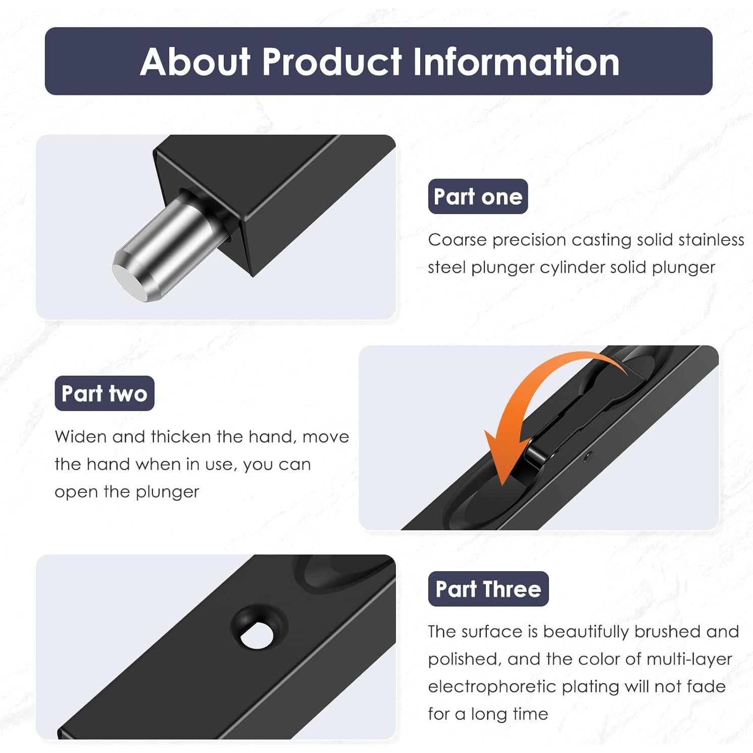 3 Piezas Pestillo Empotrado Acero Inoxidable BENGTING 15.2 cm
