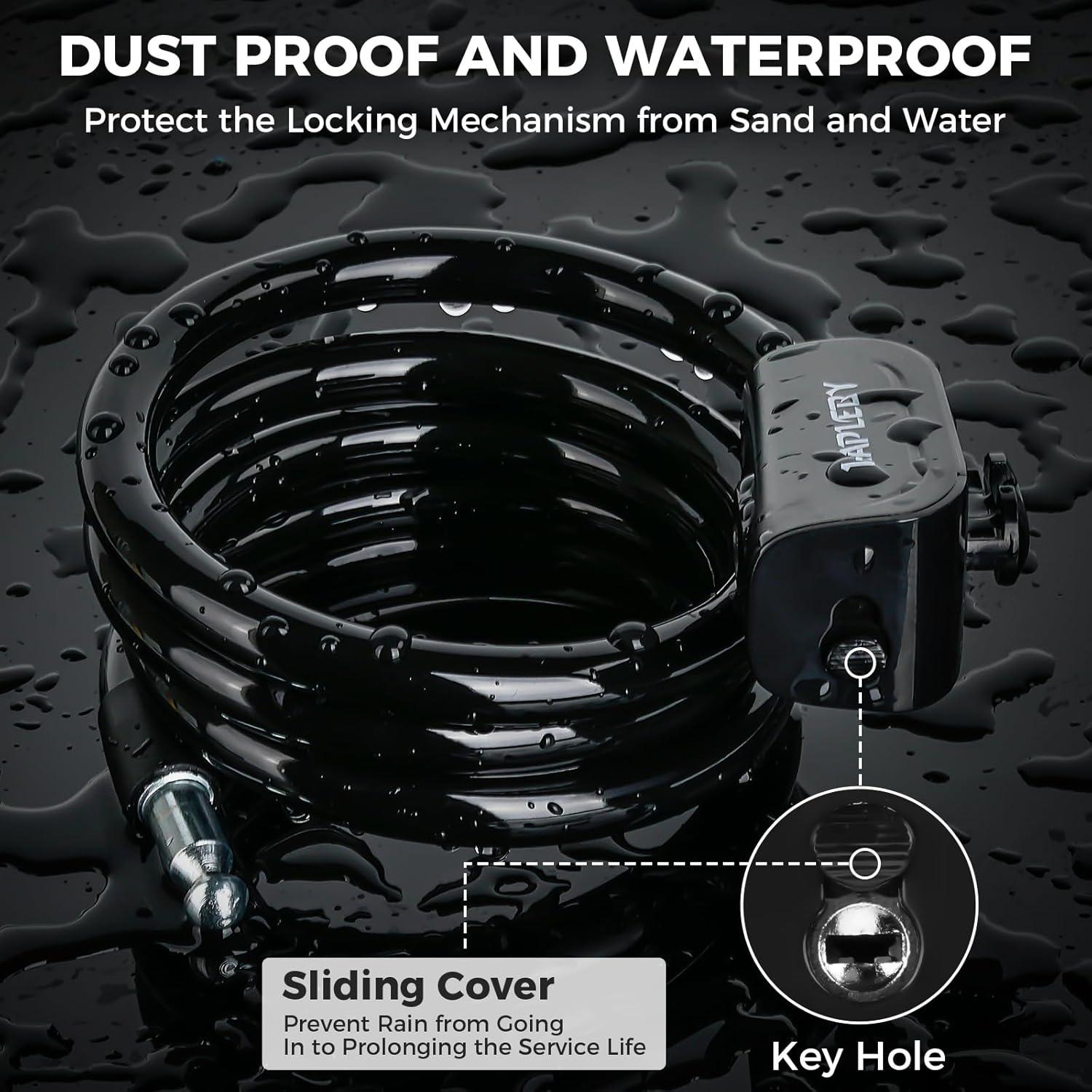 Candado de Cable Antirrobo Hapleby 1.2m con Soporte y 2 Llaves