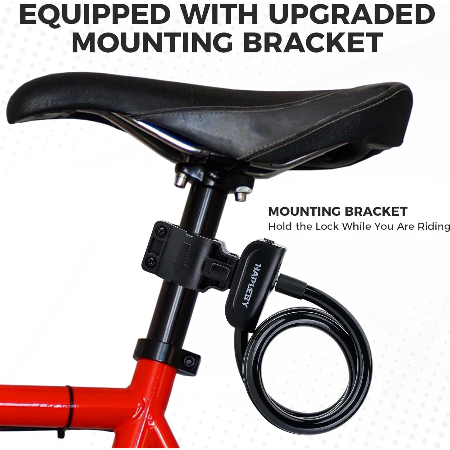 Candado de Cable Antirrobo Hapleby 1.2m con Soporte y 2 Llaves