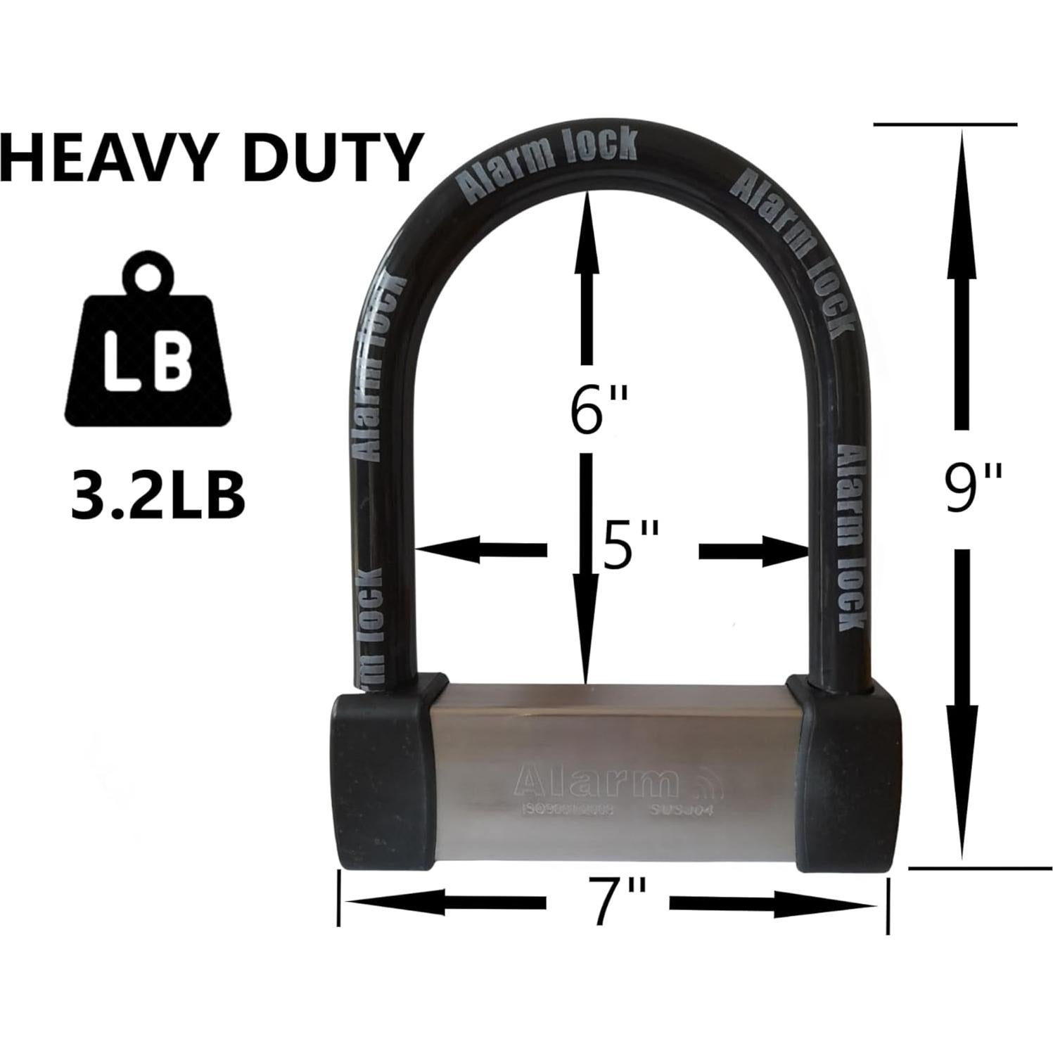 Candado U Lock Antirrobo ENZZONE con Alarma 16mm Acero Inoxidable