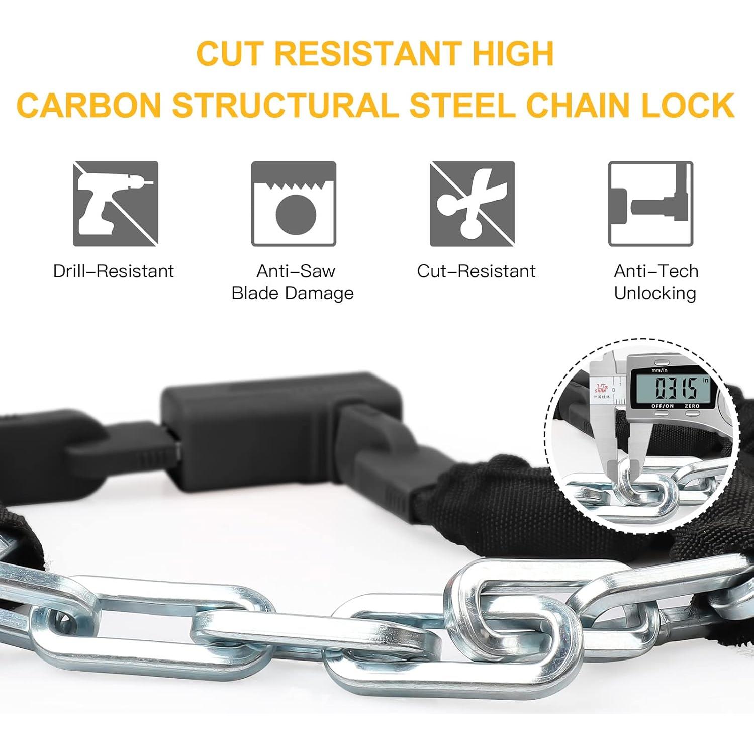 Candado de Cadena para Bicicleta INTEKIN 1.22m 8mm Alta Seguridad