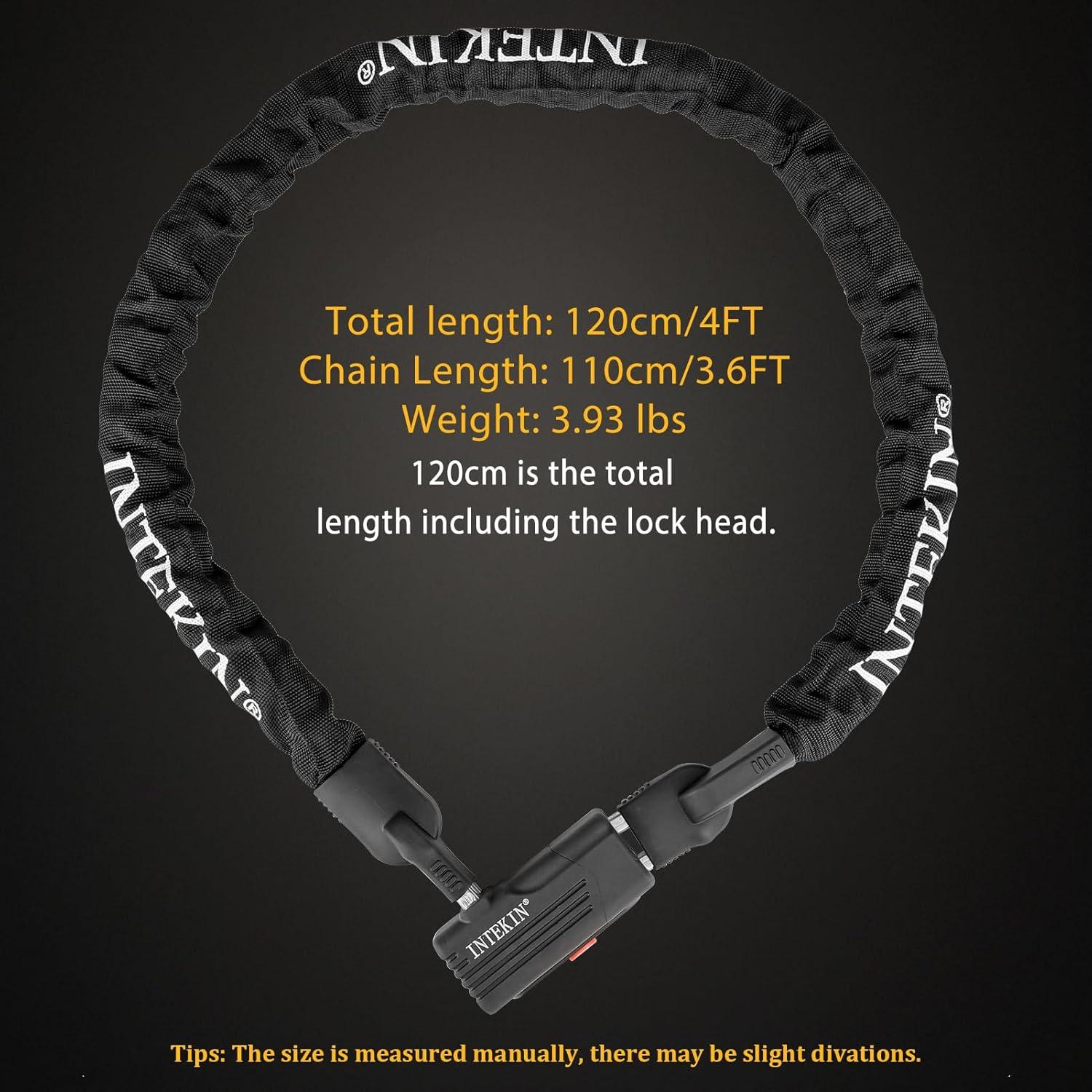 Candado de Cadena para Bicicleta INTEKIN 1.22m 8mm Alta Seguridad