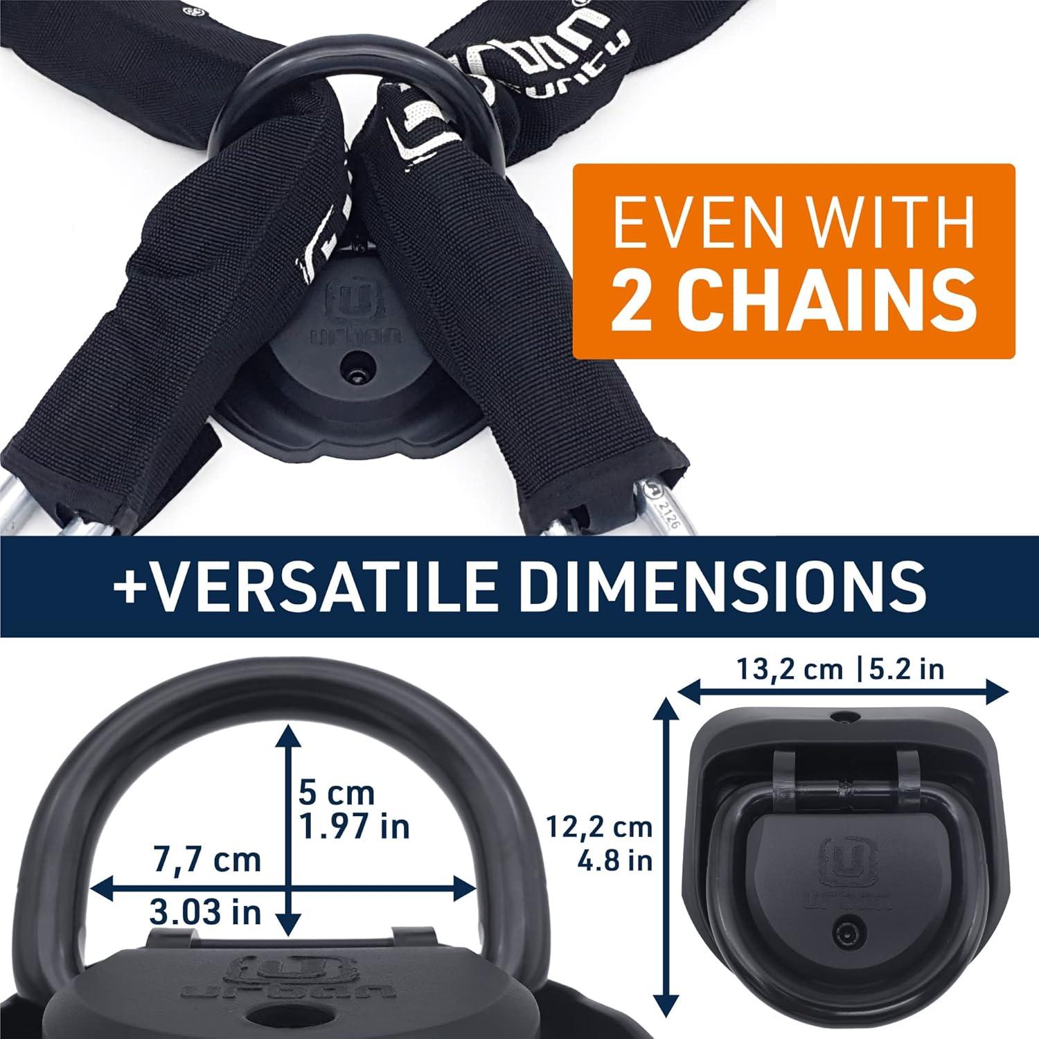 urban UR55 Highest Tested Security Anchor for Motorcycle, Foldable ø14 Hardened Steel Ring, 4 Expansion Bolts, Anti-Theft Wall Ground Dloor Fixing for Garage, Trailer, Scooter, Bicycle Parking