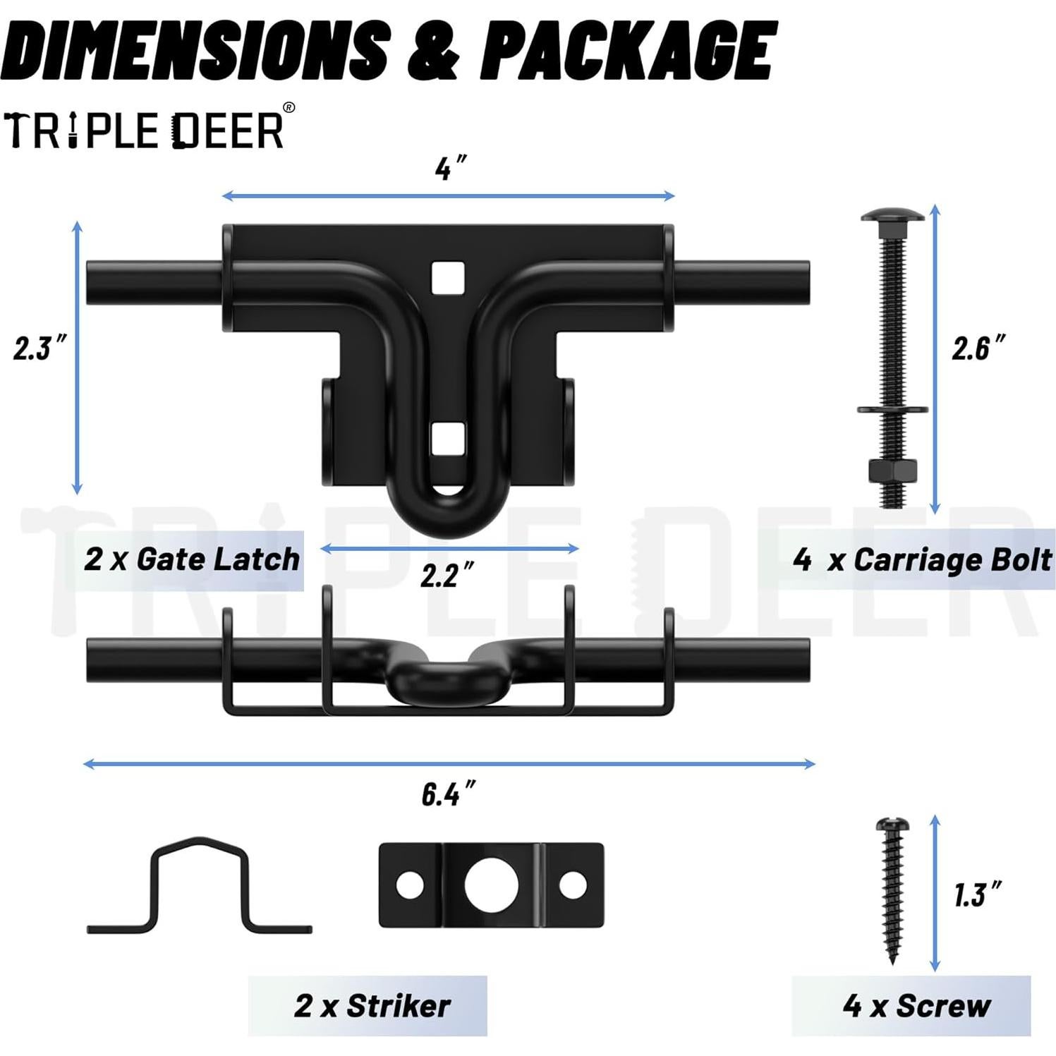 Pestillo Deslizante de Alta Resistencia TRIPLE DEER - 2 Paquetes
