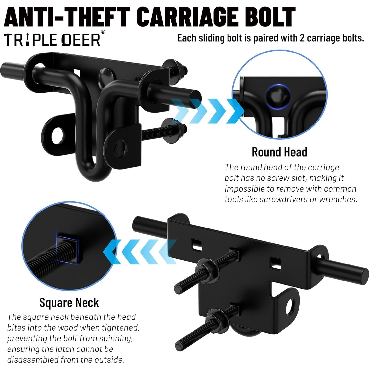 Pestillo Deslizante de Alta Resistencia TRIPLE DEER - 2 Paquetes