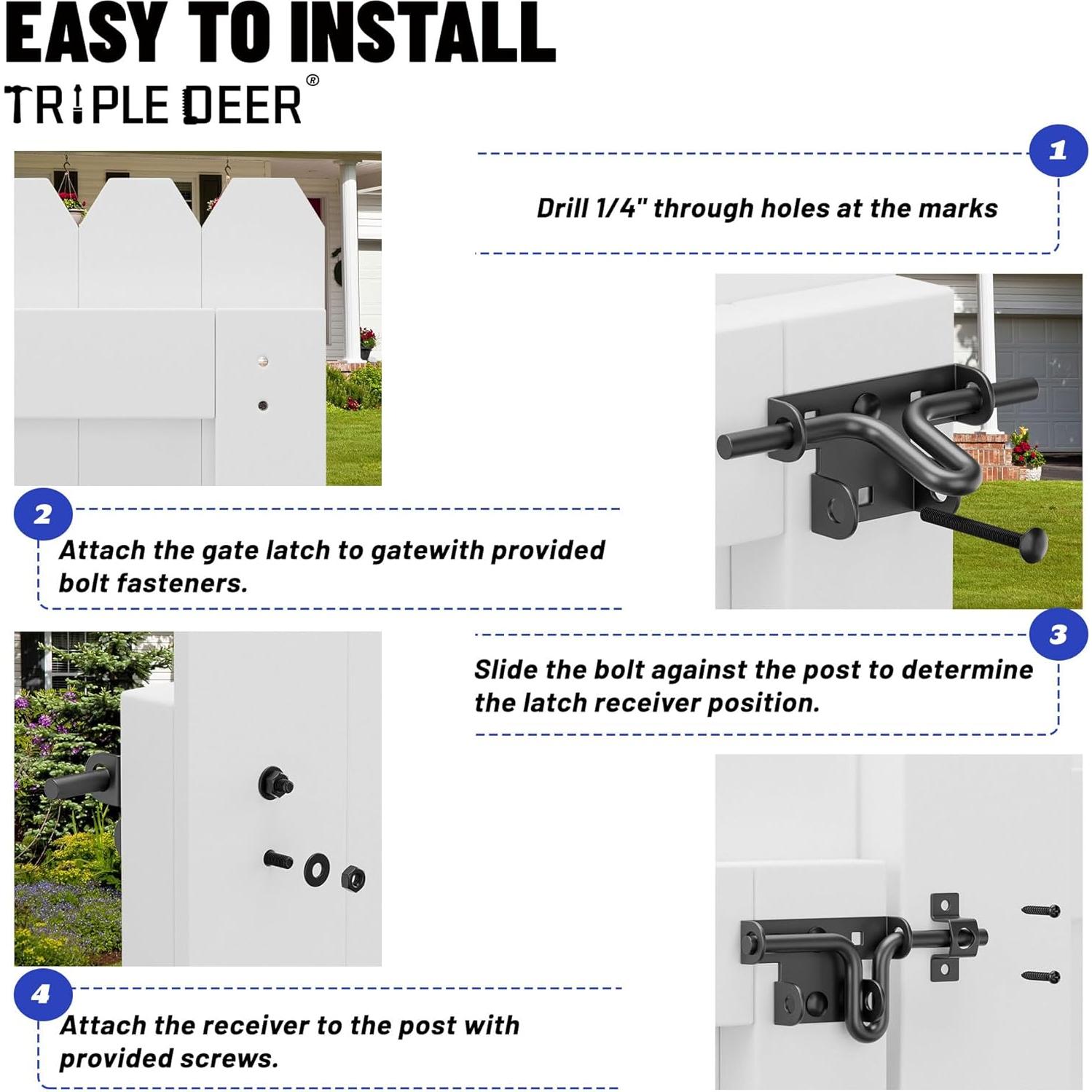 Pestillo Deslizante de Alta Resistencia TRIPLE DEER - 2 Paquetes