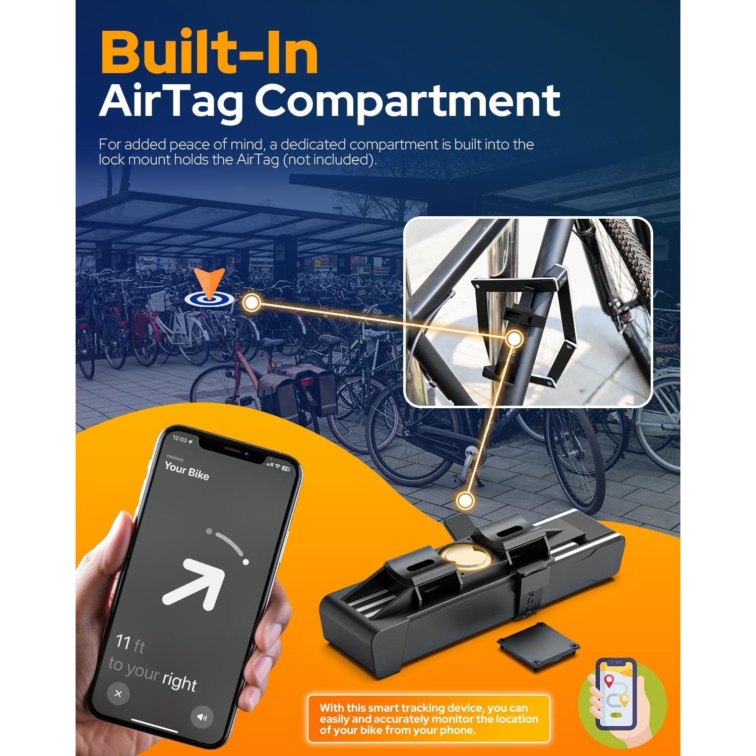 Candado Plegable VICTGOAL para Bicicleta con Soporte AirTag