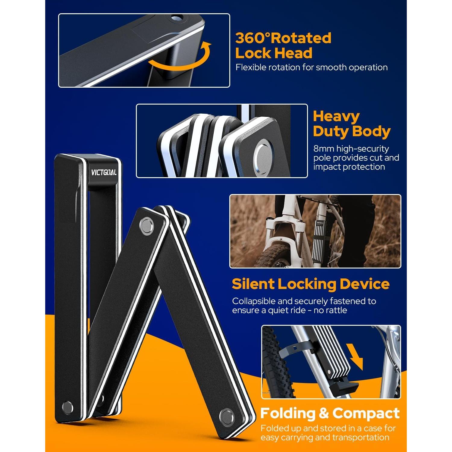 Candado Plegable VICTGOAL para Bicicleta con Soporte AirTag